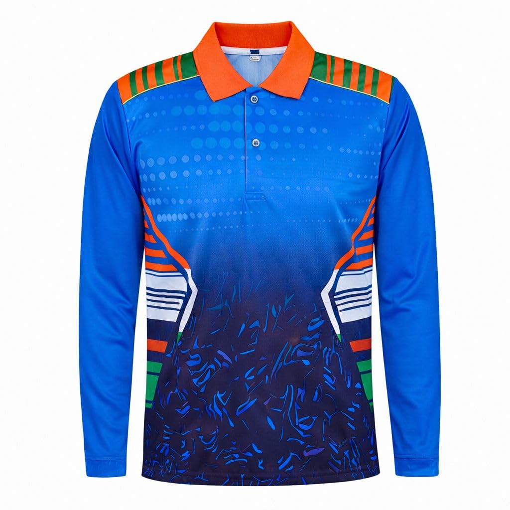 sportyway India Cricket Team Full Sleeves Polo Neck Sublimation Digital Print Sports Jersey-picture-27