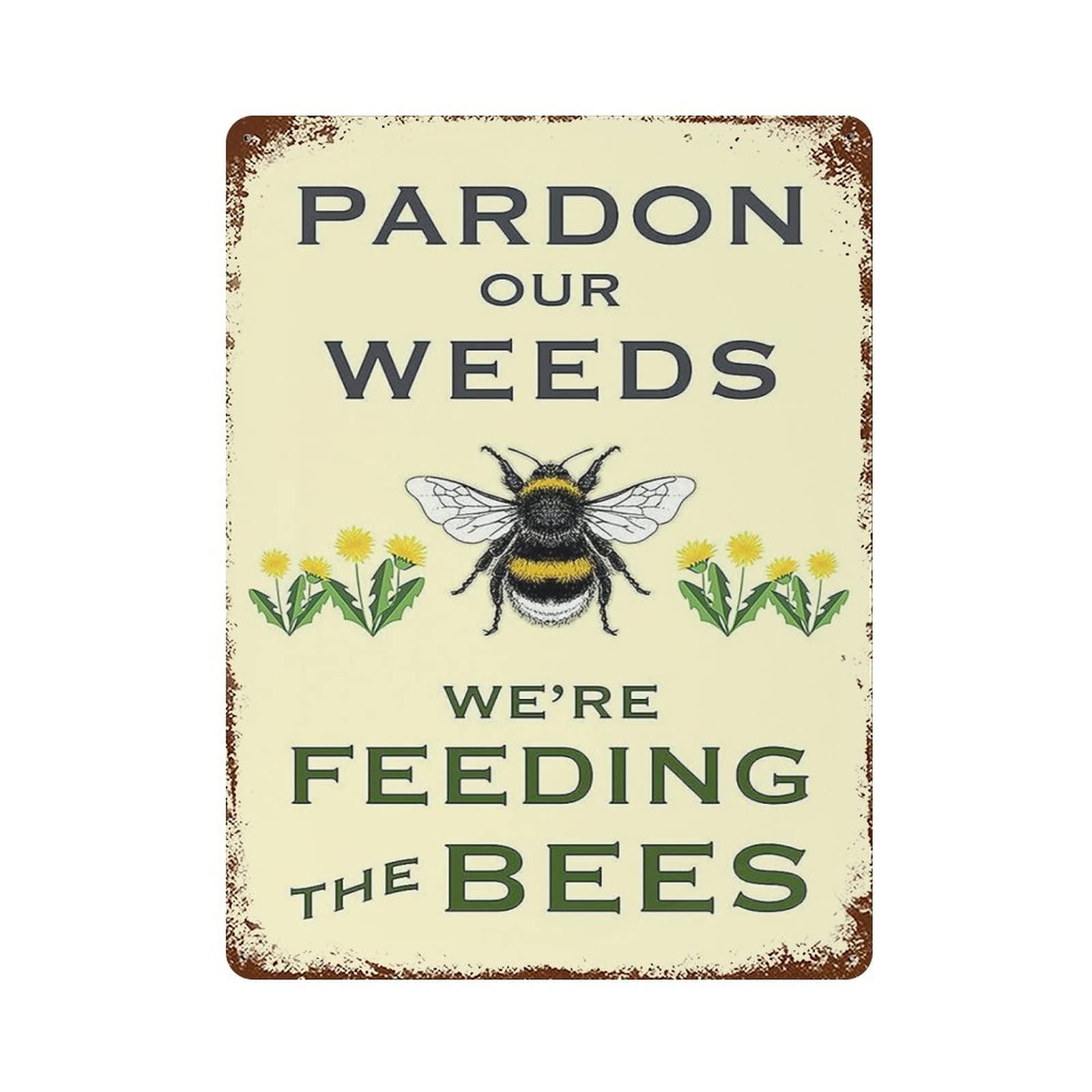 AOOEDM We Are Feeding The Bees Vintage Metal Tin Sign for Home Coffee Shop Office Wall Art Metal Poster Garage Decor Man Cave Sign Inspirational Quote Wall Decor