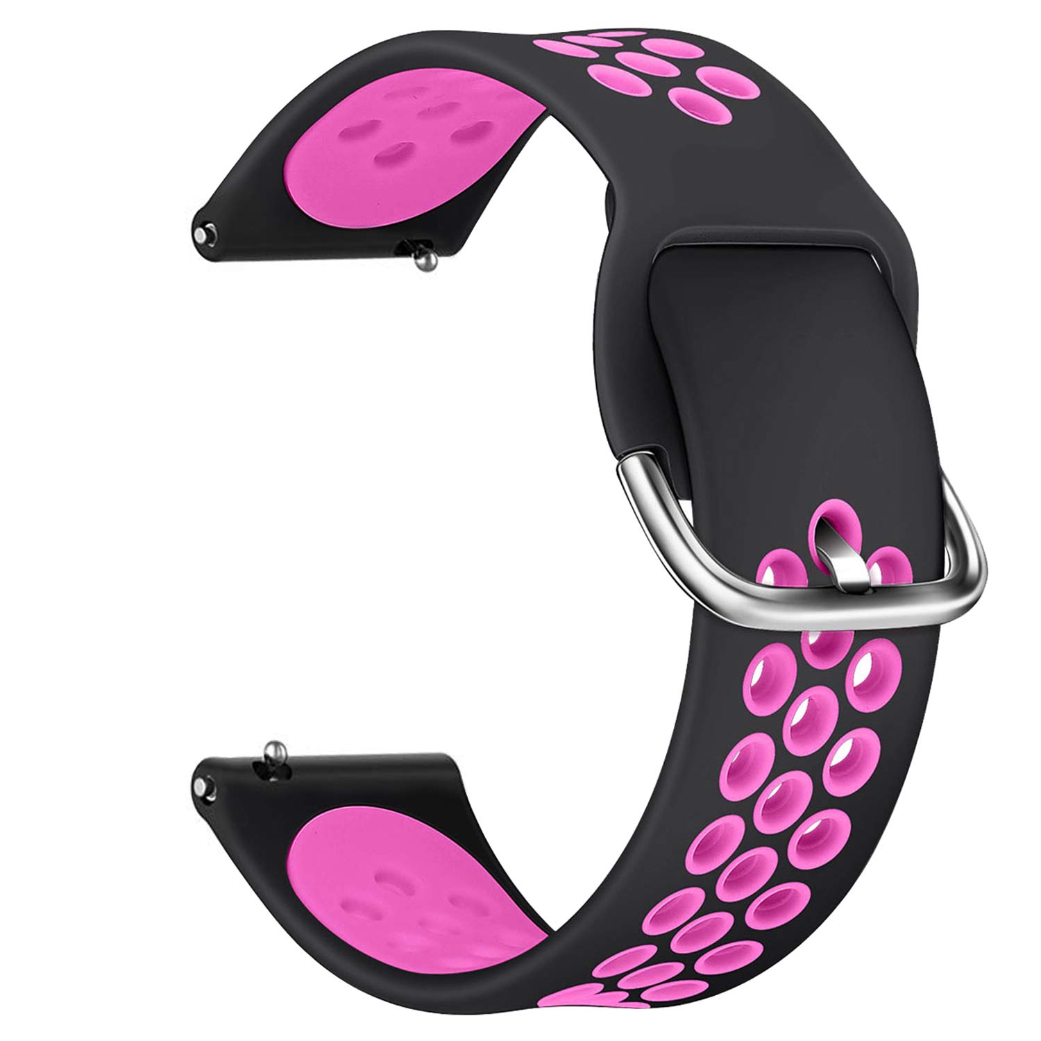 Microsonic Huawei Watch GT Active Rainbow Sport Band için Kordon Siyah Koyu Pembe