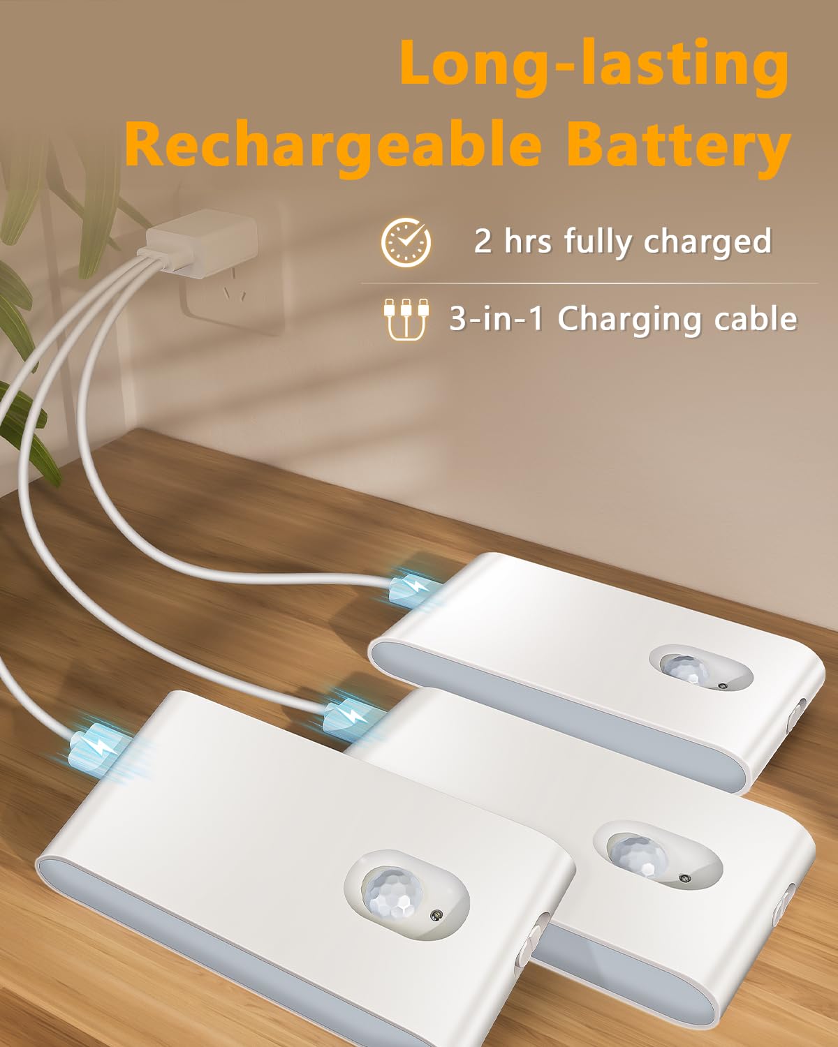 WILLED Luci per scale per interni RGB e bianco caldo, luce notturna ricaricabile con sensore di movimento, luci wireless per interni per scale, bagno, corridoio, cucina, armadio, armadio, camera da