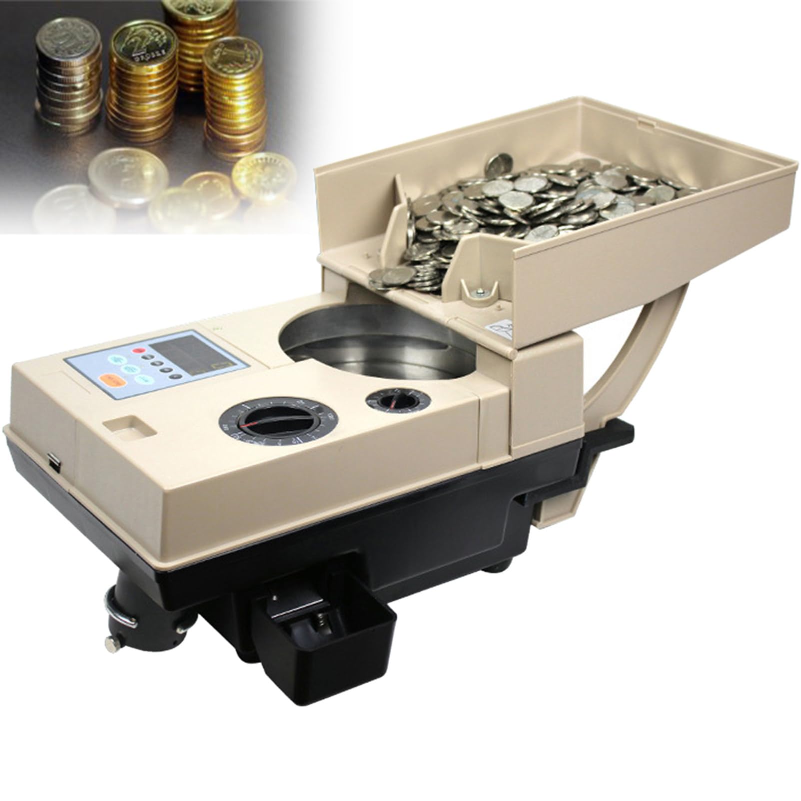Elektronischer Münzzähler-Sortierer Euro 1200 Münzen Mini-Digital-Automatik-Zählmaschine Voreinstellung/Gesamtgeldanzeige/Fehlerselbstprüfung