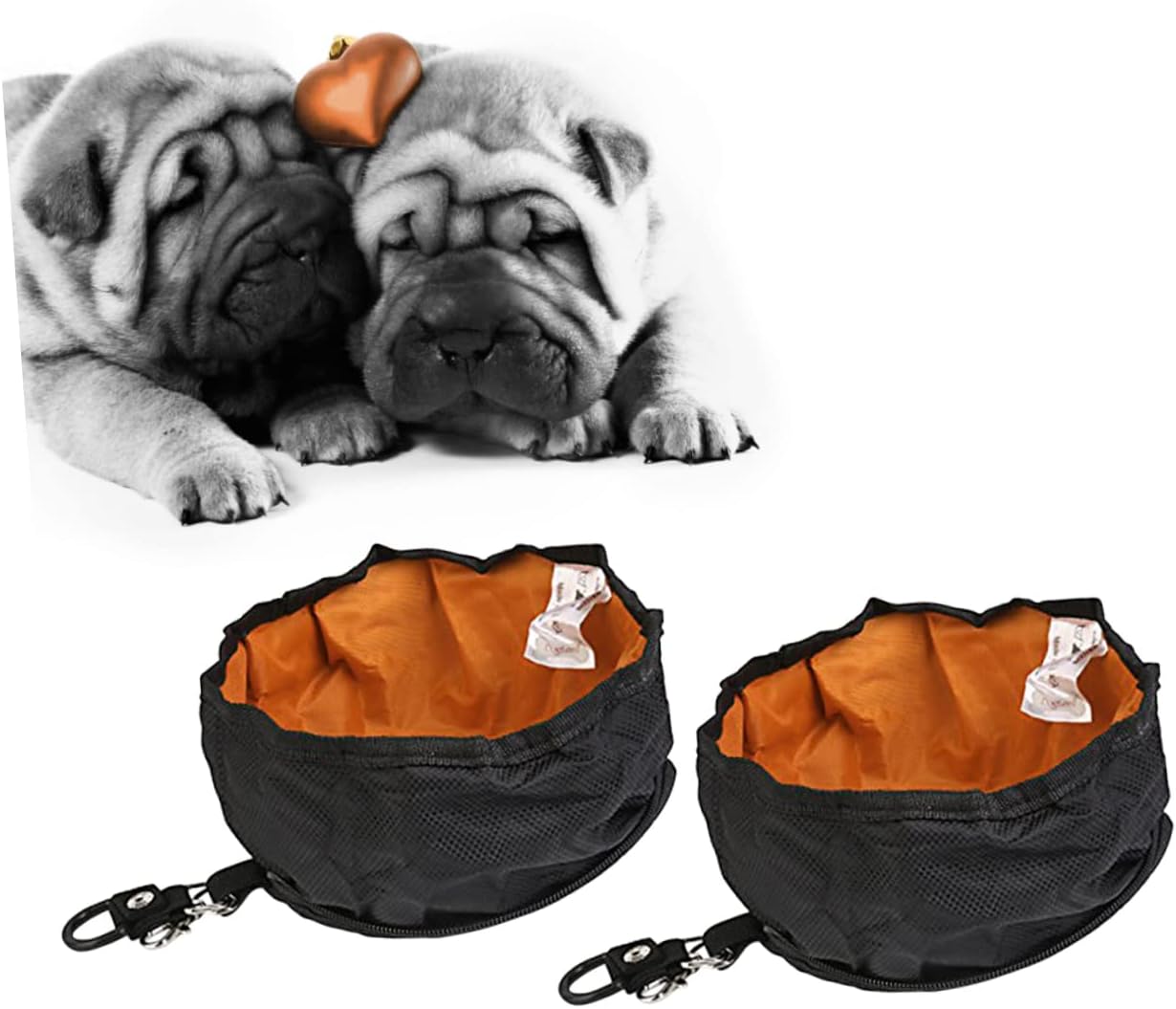Mipcase 3sets Pet Food and Water Bowl Waterproof Fabric Dog Bowl for Travel Camping Hiking Zipper Closure and Carry Hook 2pcs*3