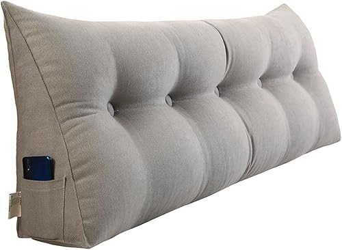 Cojín grande triangular para cabecero, suave para cabecero, cojín para sofá cama, soporte de posicionamiento, almohada de lectura de cuña, gris,