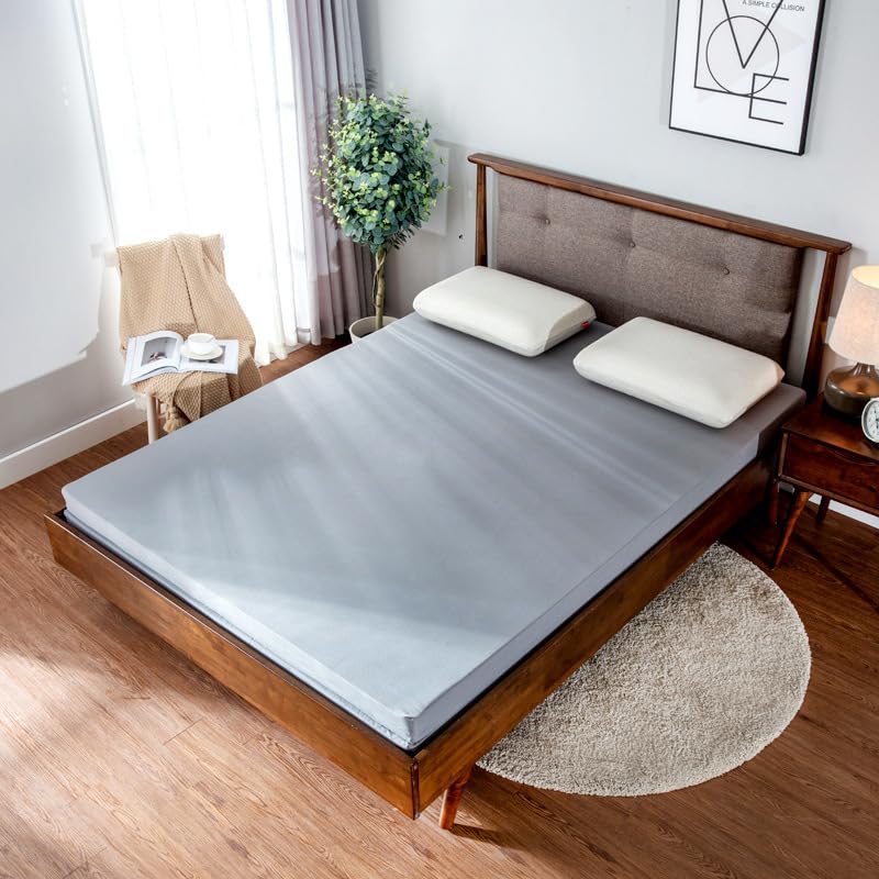 YongXinMY Floor Futon Mattress Cover with Zipper - Solid Color Full Coverage Mattress Protector Washable Dustproof Detachable Zippered Futon Cover for Japanese Tatami Floor Mattress (Grey,120x200cm)
