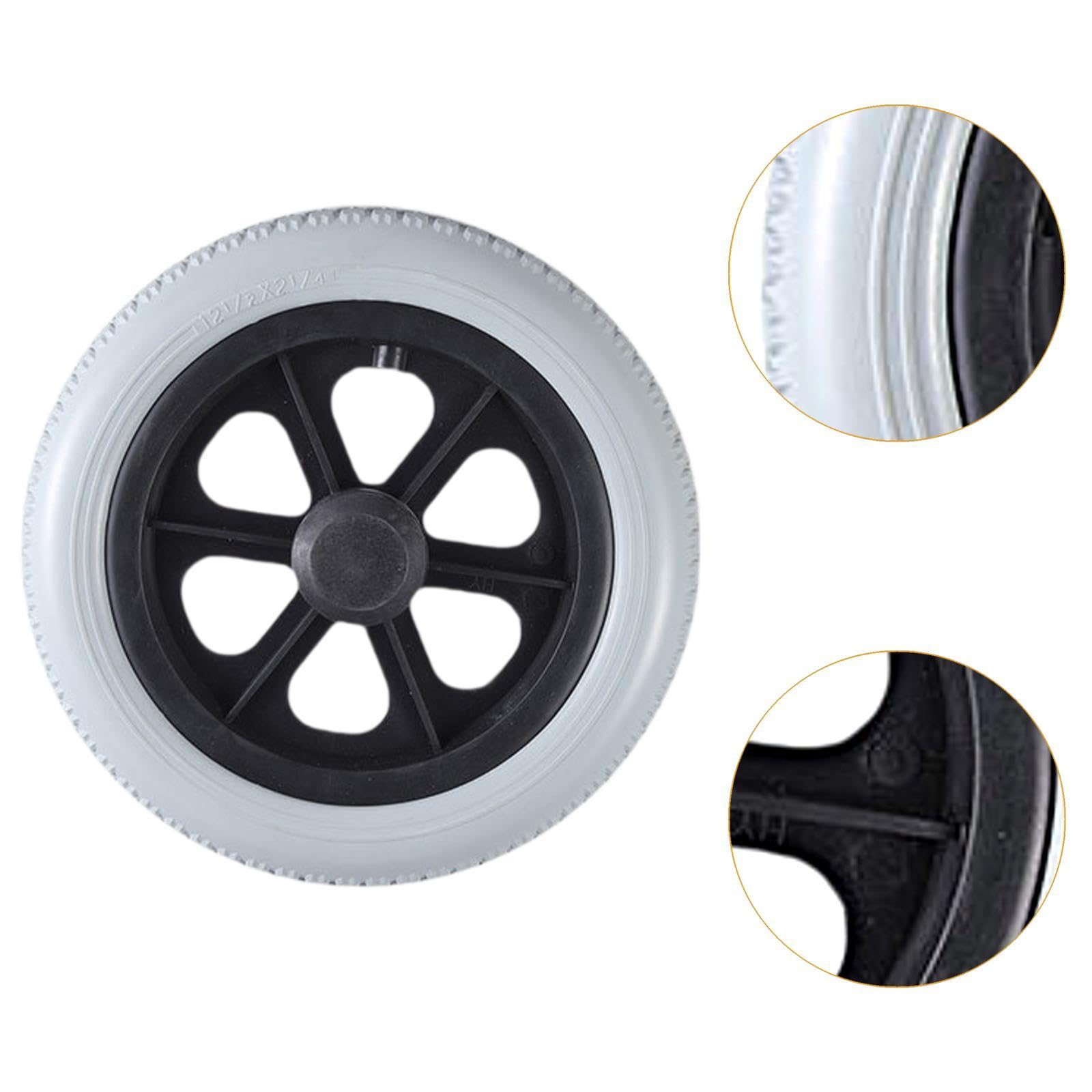 Qianly 2 Neumáticos Macizos para Silla de Ruedas, Rueda Delantera de 12 Pulgadas, Accesorio de Repuesto para Sillas de Ruedas, Gris