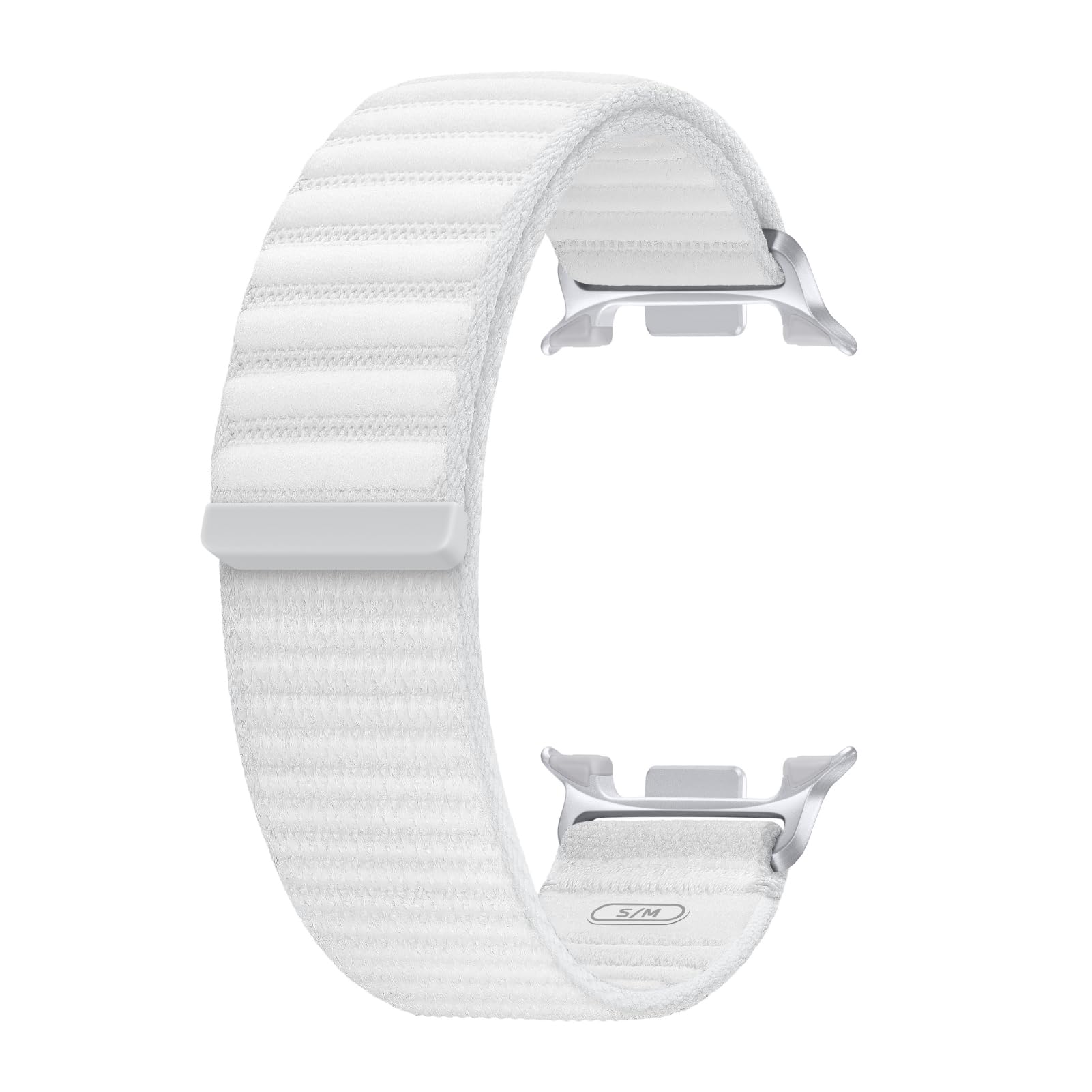 Samsung Galaxy Watch 8 Series Fabric Band, Nylon, Dynamic Lug System, Comfort Fit, Contoured Fit, Lightweight, Compatible with Galaxy Watch 8 and Watch 8 Classic, S/M White