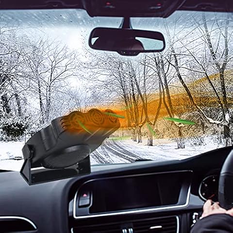 Car heater 12V 150W portable car windshield defogging defroster, with plug-in cigarette lighter, 2 in 1 mode fast heating/cooling, suitable for all cars Cover