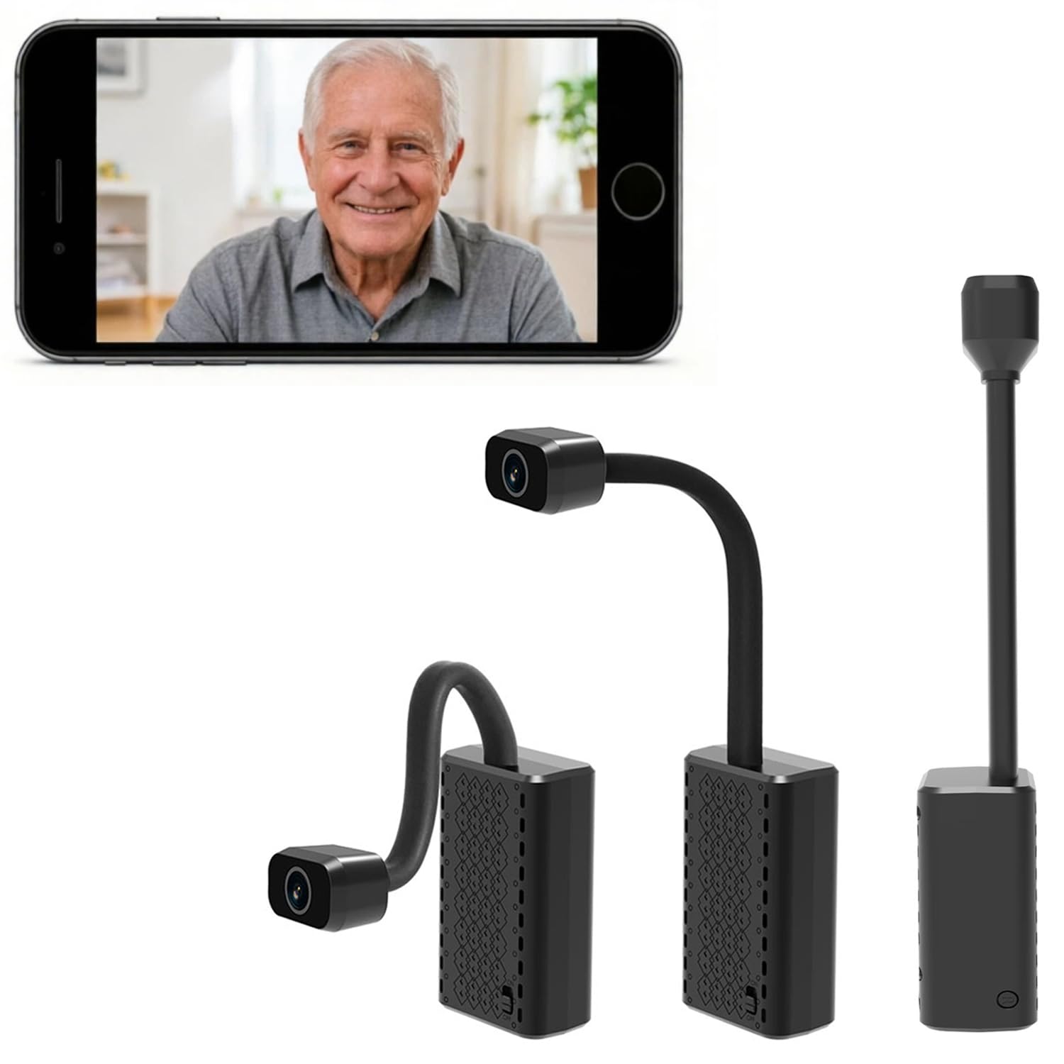 Photo 1 of WKX Goose-Neck Security Camera, 2K HD Mini Indoor Camera Wireless with Magnetic Mount, Color Night Vision, Built-in Hotspot, Battery-Powered, Motion Detection, Cloud Storage, Phone/PC Monitoring