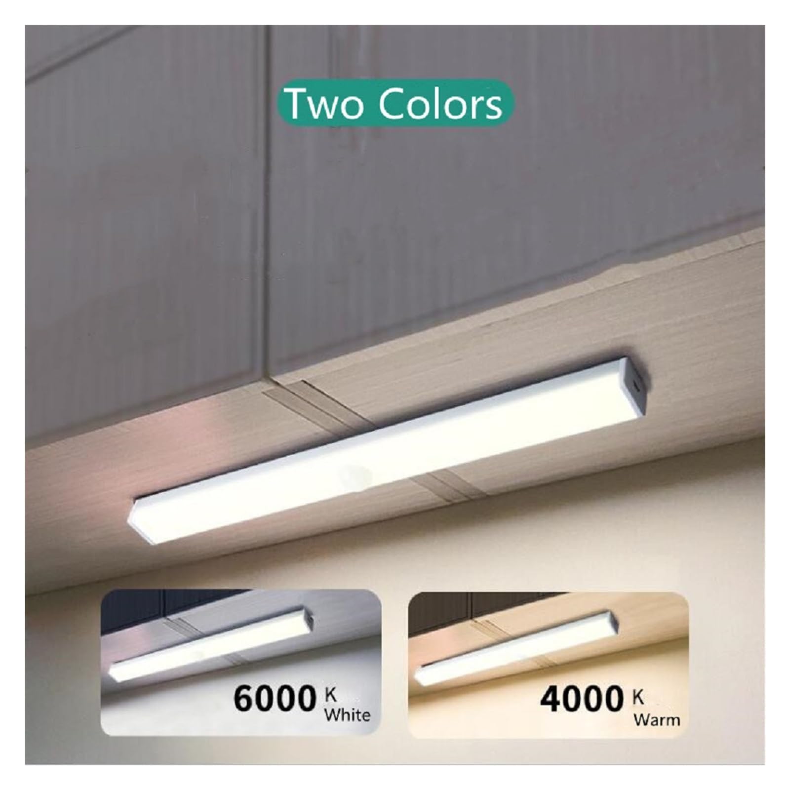 6/10/14/20/34Leds PIR Motion Sensor Licht USB Aufladbare LED Unter Schrank Lampe Treppen Küche Kleiderschrank Betten Bewegungsmelder(Sliver Shell,WARM WHITE_50CM)