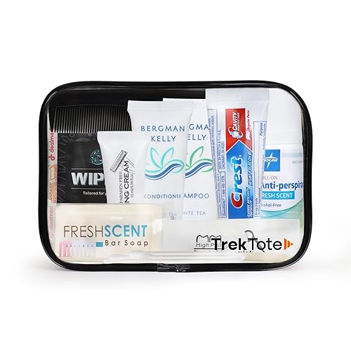 TrekTote - Kit de aseo de viaje de 15 piezas, bolsa esencial de cuidado personal con kit de tamaño de viaje aprobado por la TSA para hombres y