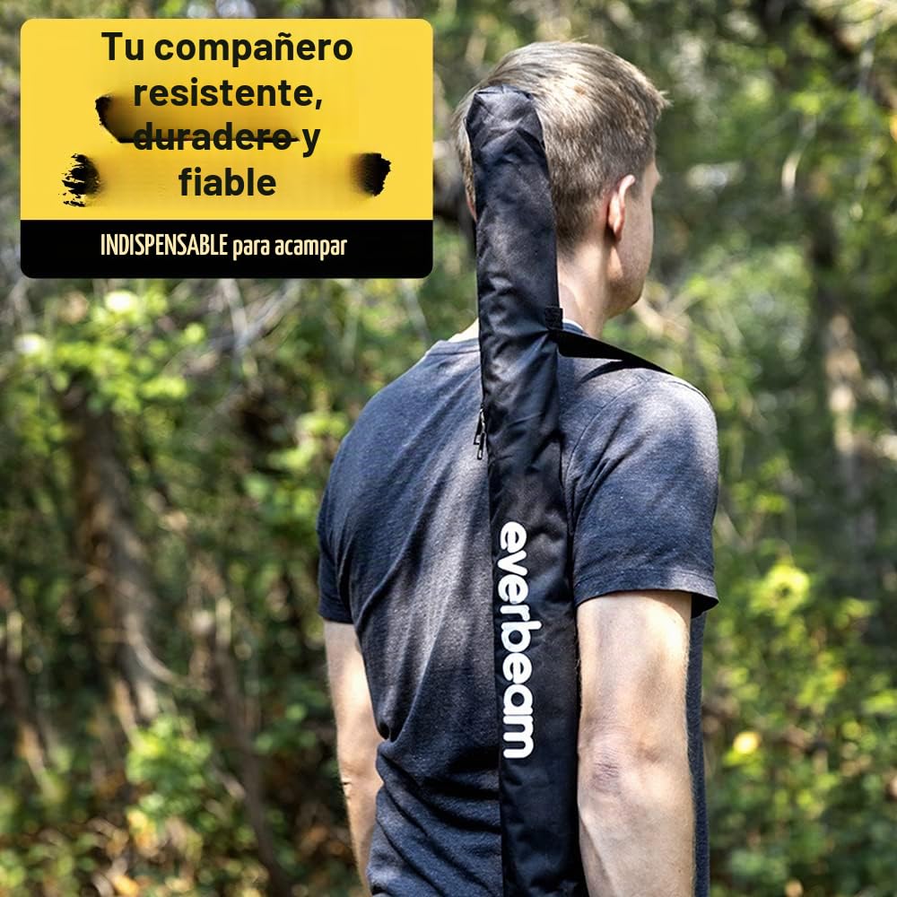 Varilla telescópica Everbeam para toldo, Camping, Senderismo, Pesca. Barra de Aluminio Ajustable 233 cm. Portátil, Ligera, Genial para Carpa o vivac. Incluye Vientos, piquetas, Bolsa de Transporte