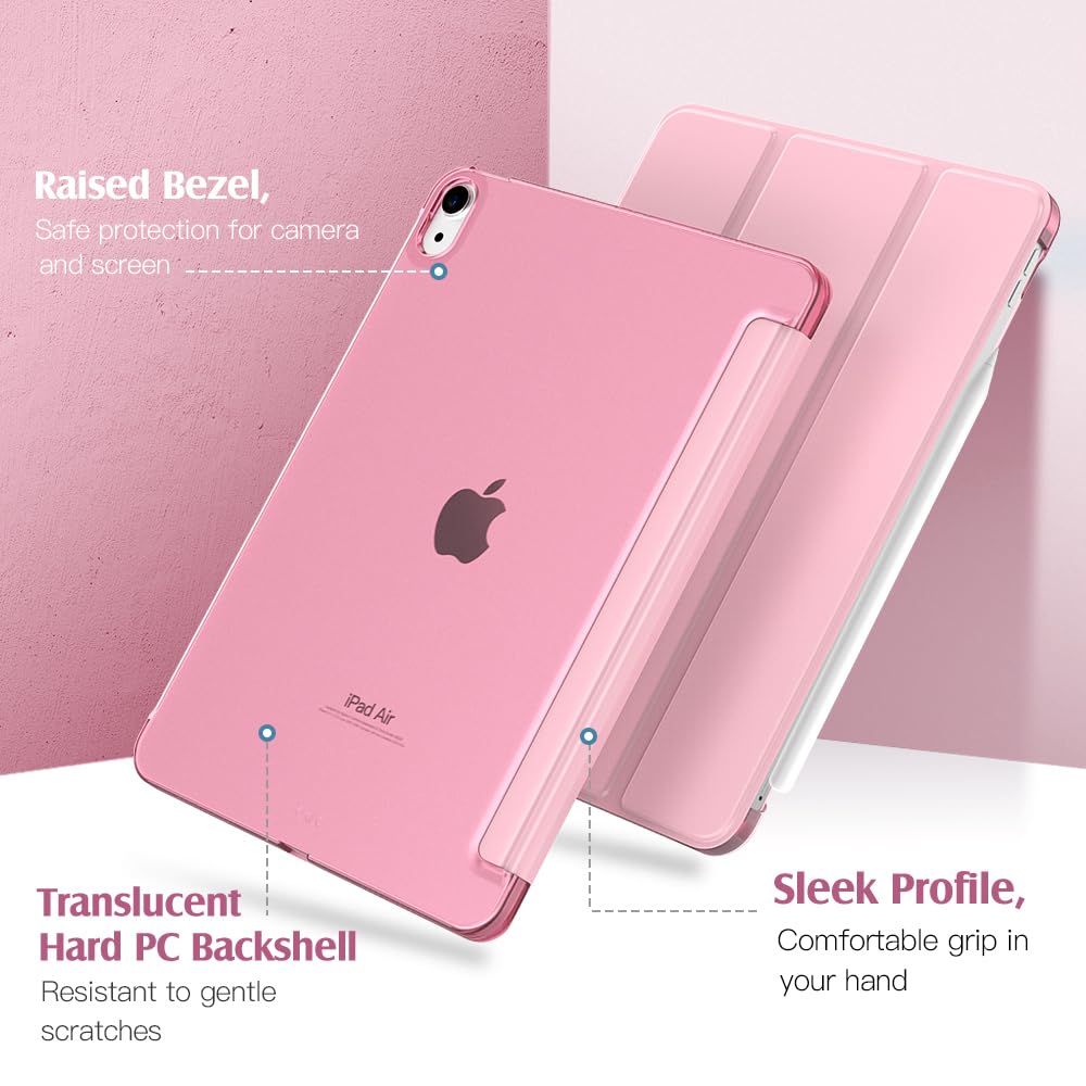 TiMOVO Etui do iPad Air 11" M4/M3/M2, Air 5./4. gen. 10,9", Nosegay Pink | Smukła podstawka, twarda półprzezroczysta tylna obudowa, obsługa Touch ID i automatyczne usypianie/wybudzanie