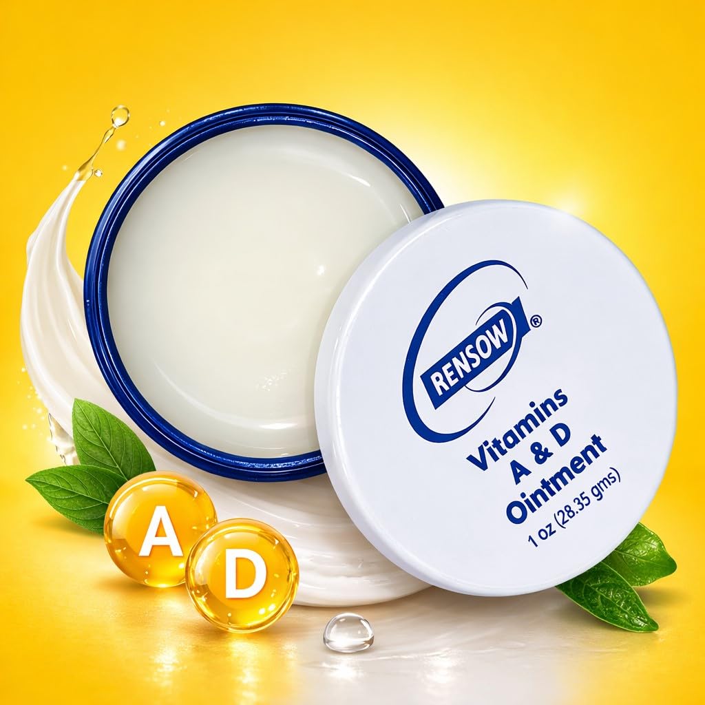 Rensow Vitamin A&D Ointment Tattoo Aftercare Healing Ointment Skin Protection & Recovery Balm Moisturizing Vitamin A & D Cream for Fresh Tattoos Dry Skin & Irritation Relief 1oz 1