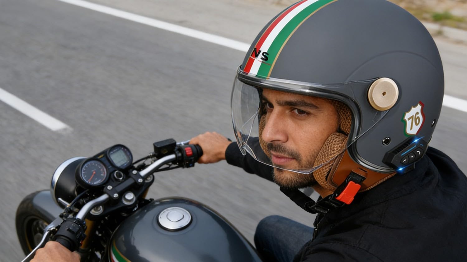 Medio Casco de Motocicleta ECEDOT Certificado Cascos Half-Helmet Bluetooth Cascos Abiertos de Ciclomotor para Hombres Y Mujeres Adultos Casco Jet para Moto Forro Extraíble