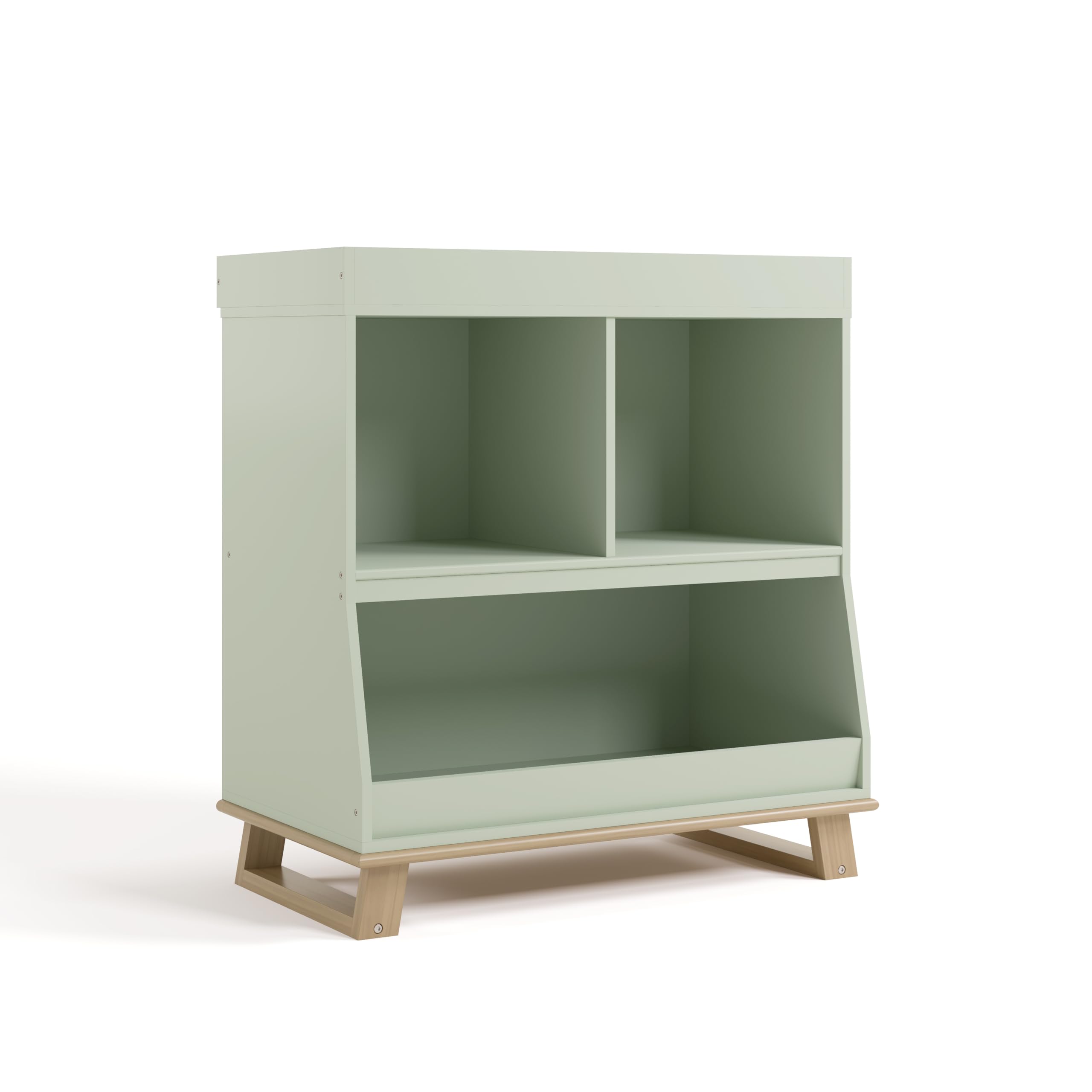 Storkcraft Modern Nursery Changing Table Dresser (Sage with Driftwood) – GREENGUARD Gold Certified, Baby Dresser with Changing Table Top