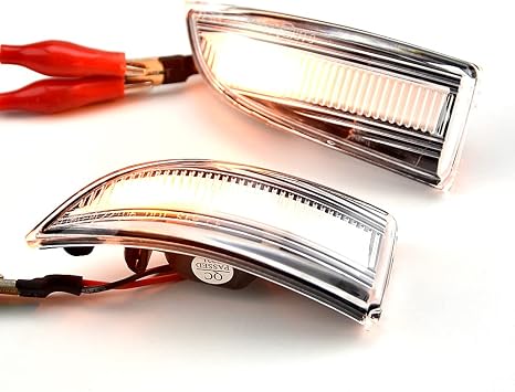 2pcs Dynamic Blinker Turn Signal compatible with Renault Megane 3 MK3 III RS BZ KZ DZ LED Side Mirror Indicator-Crystal white