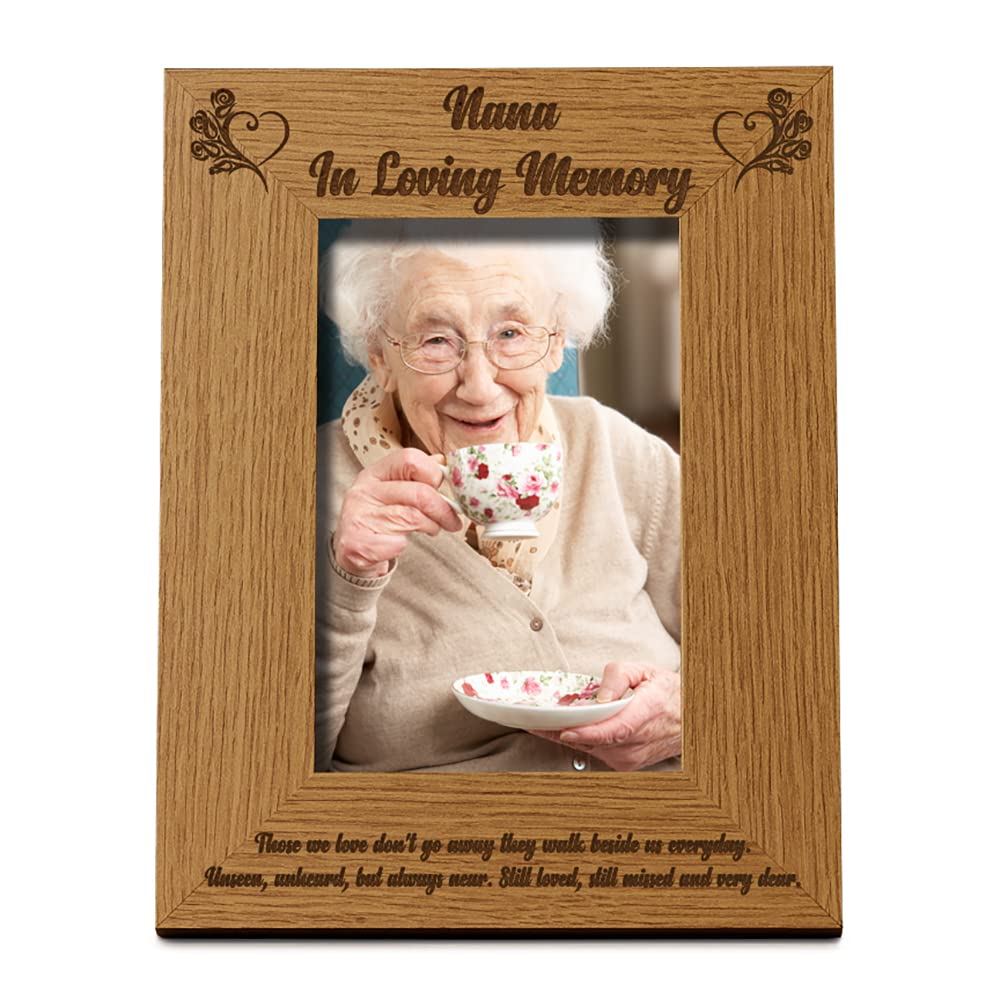 Ukgiftstoreonline Nana In Loving Memory Remembrance Engraved Portrait Wooden Photo Frame Gift (5 X 7 Inch)