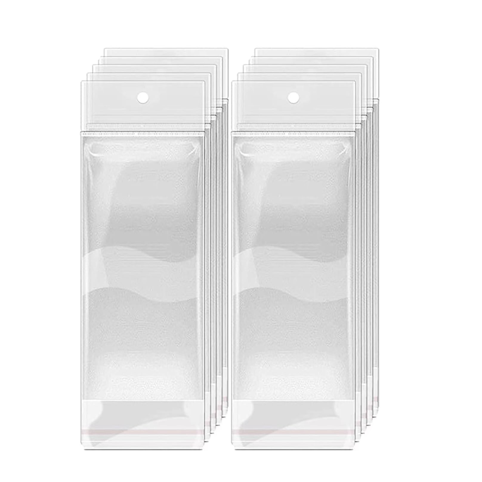 SHOLIFAS Long Clear Packaging Bags with Hang hole 300PCS Resealable Self Sealing Hanging Bags for Packaging Gifts Keychain Jewelry Earring Necklace (300pcs 3.1x11in)