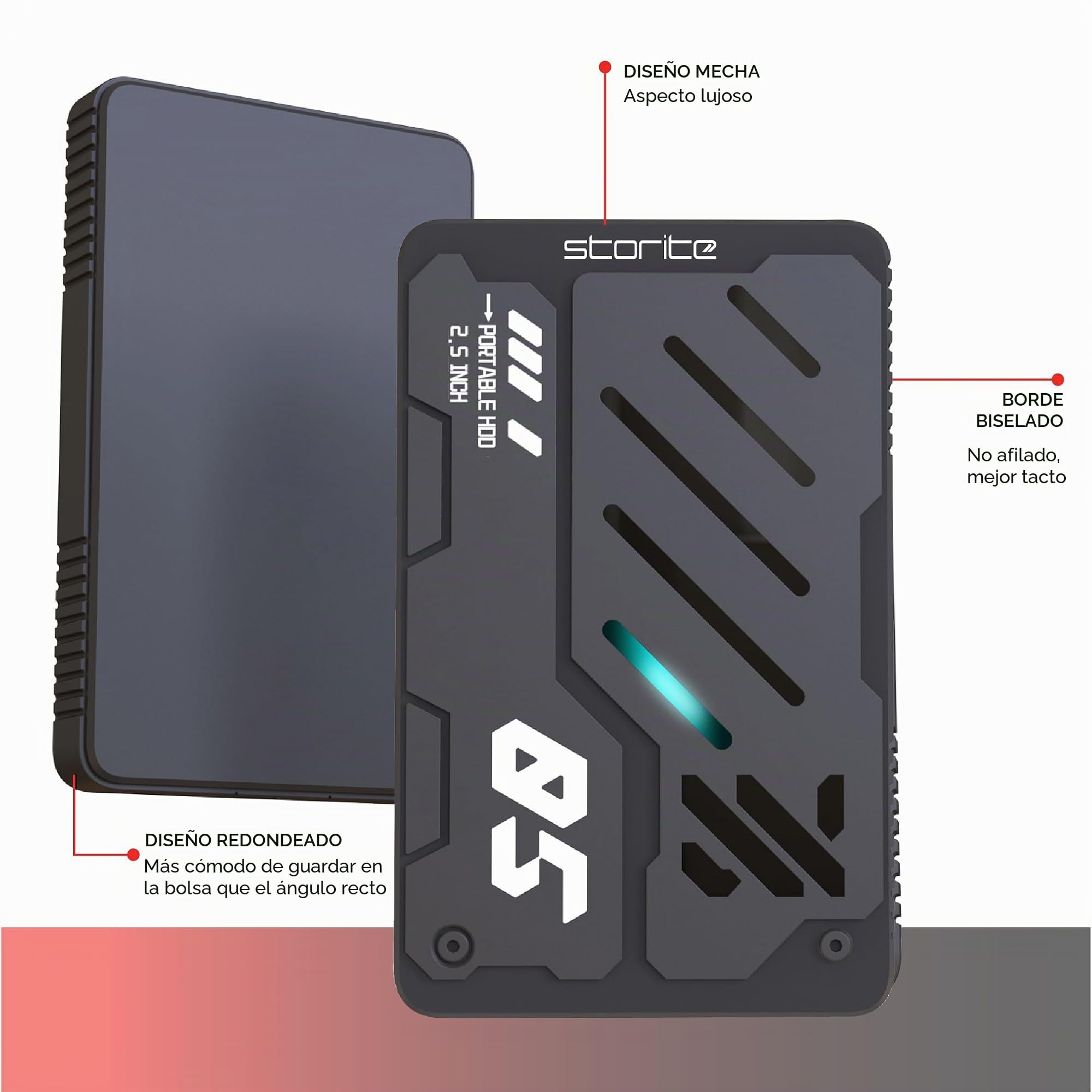 Storite Disco Duro Externo 1 TB USB 3.0 para Gaming | Para copia de seguridad y almacenamiento de datos disco duro portátil para portátiles, ordenadores de sobremesa y Mac.