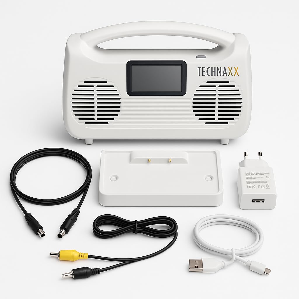 Technaxx TV Lautsprecher Kabellos mit Basisstation 10W Stereo Bluetooth 5.3 – Fernsehlautsprecher für Senioren&Schwerhörige, Tragbarer Lautsprecher mit LCD Display, 3 Klangmodi, FM Radio, AUX – TX-317