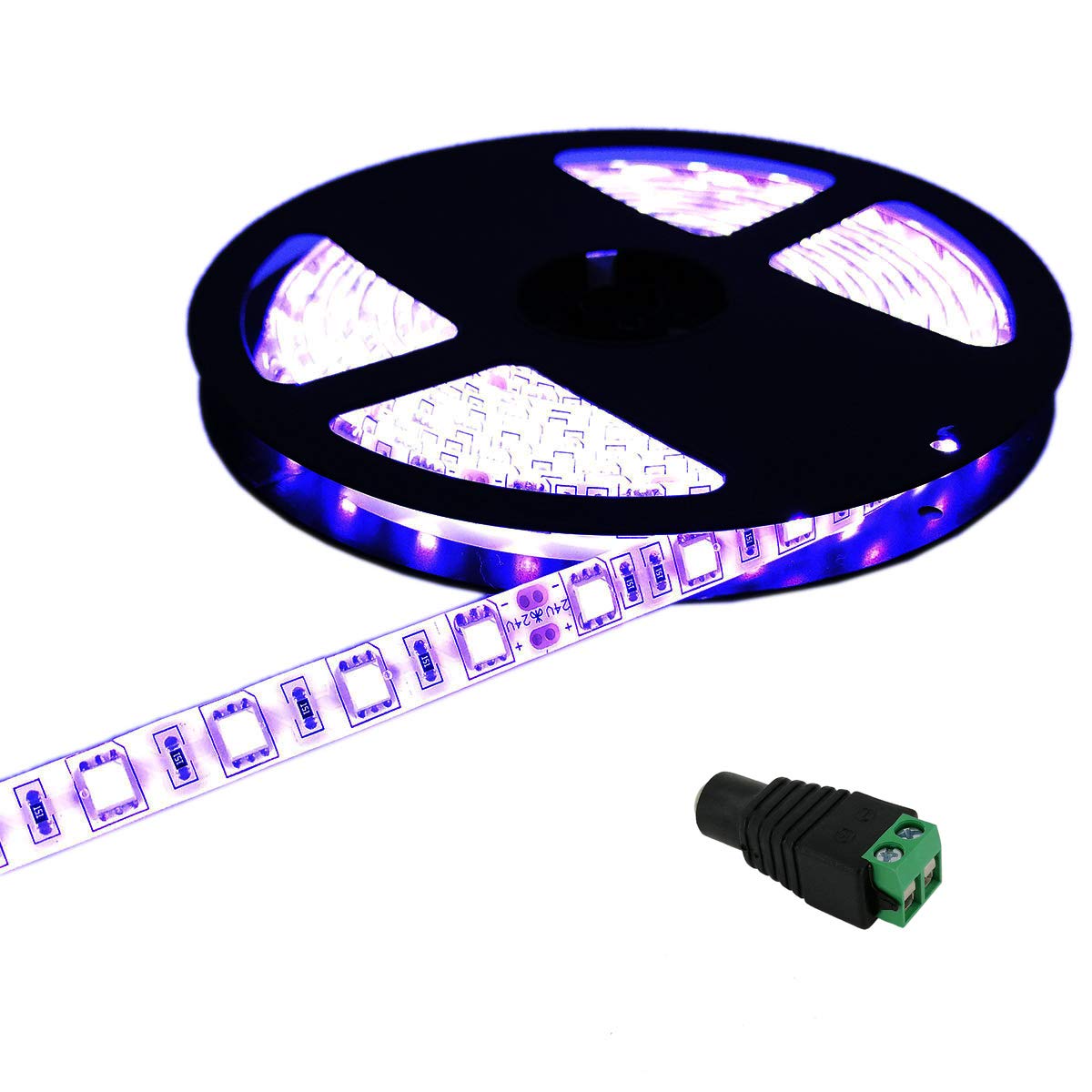 YUNBO LED Strip Light Cool White 6000-6500K, 16.4ft/5M 300 Units Cuttable SMD 5050 24V Waterproof Flexible LED Tape Light for Home, Kitchen Cabinet, Living Room Lighting Decoration