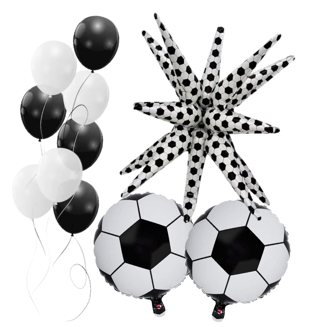 Atpata Funky Football Theme Starburst Explosion Balloon Set – 2pcs 18in Round Football Foil Balloons & 8pcs Black & White Latex Balloons – for Football theme Birthday Party Decorations & Celebrations (B0D7HC38HQ) Amazon Price History, Amazon Price Tracker