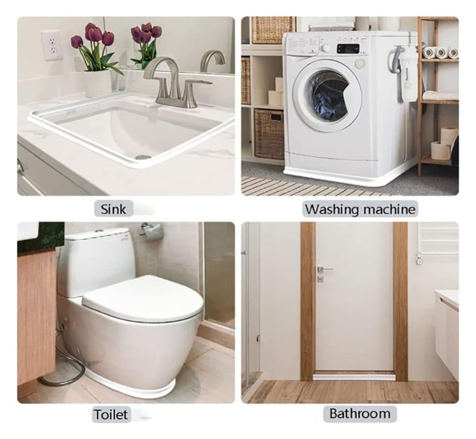 Tira de retención plegable for baño, tira sellado ducha autoadhesiva impermeable, bloqueo agua silicona flexible(Bianco,10m/393 inch)