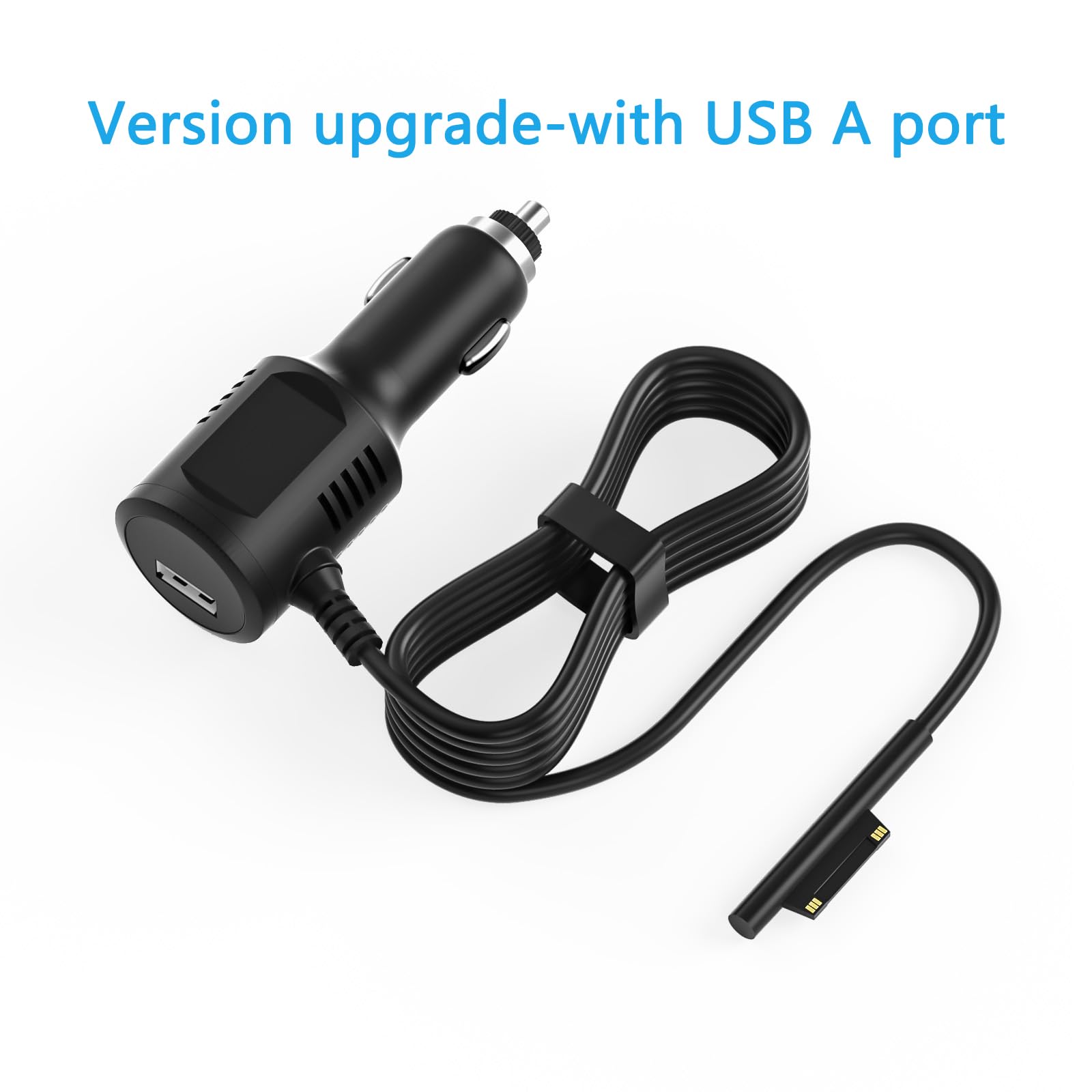 15V2.58A Surface Pro Car Charger with 5V2A USB Port, Surface Car Adapter for Microsoft Surface Pro 3/Pro 4/Pro 5/Pro 6/ Pro 7/Pro X Tablet, Surface Book, Surface Go, Surface Laptop,Cell Phone ?4.9FT?
