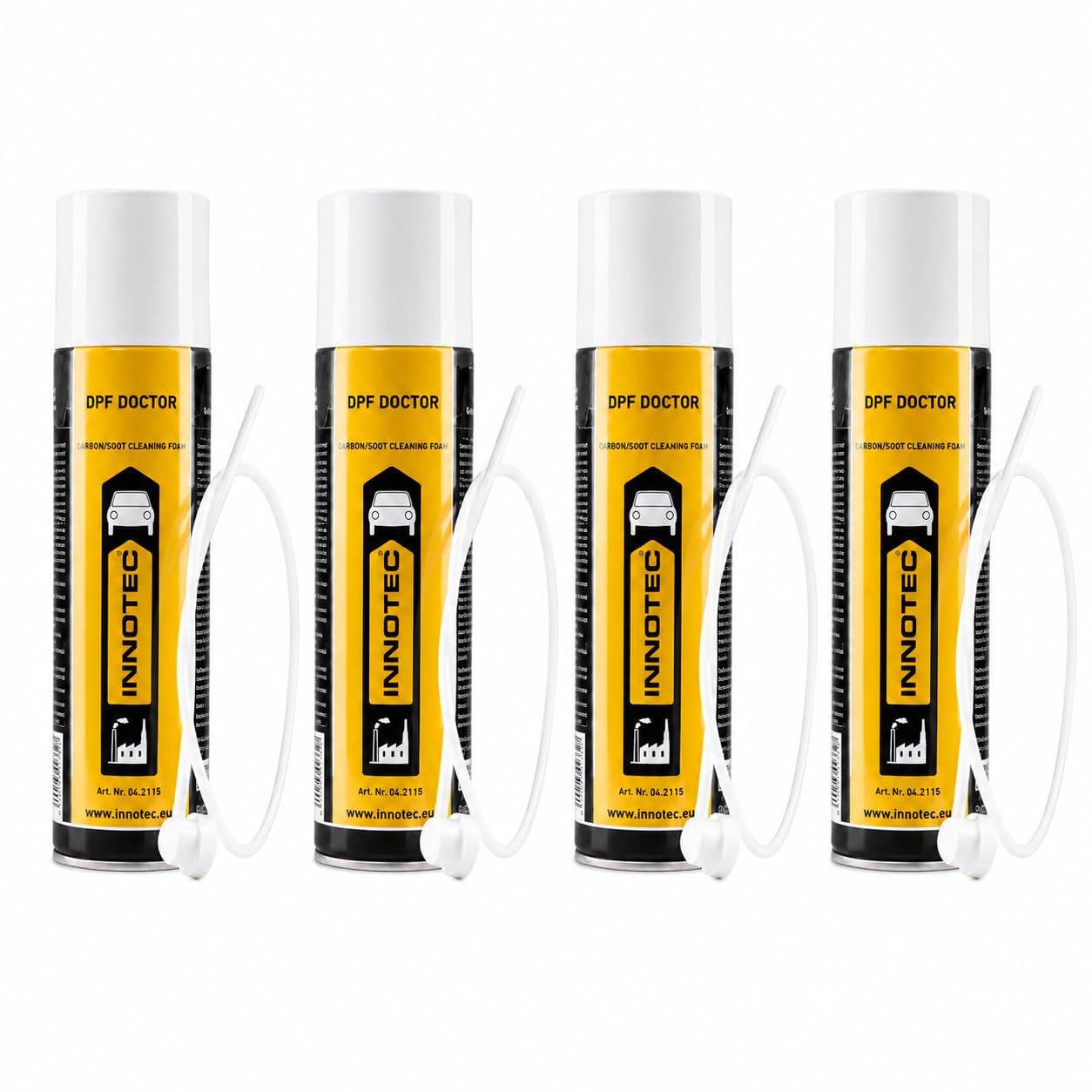 4 Stück Innotec Dieselpartikelfilter Reinger | DPF Doctor - wirksamer Reiniger zum Lösen und Entfernen von Kohlenstoff- und Rußablagerungen in Dieselpartikelfiltern ohne Demontage - 500ml Dose