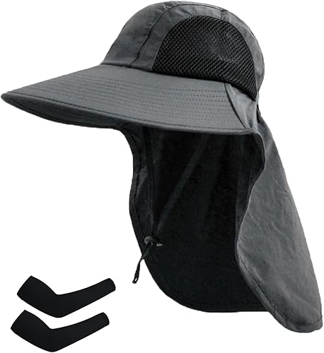 Miniatura 7 de Sombrero de sol para hombres y mujeres con solapa para el cuello, protección UV UPF 50+, sombreros de pesca para senderismo, sombrero de ala ancha