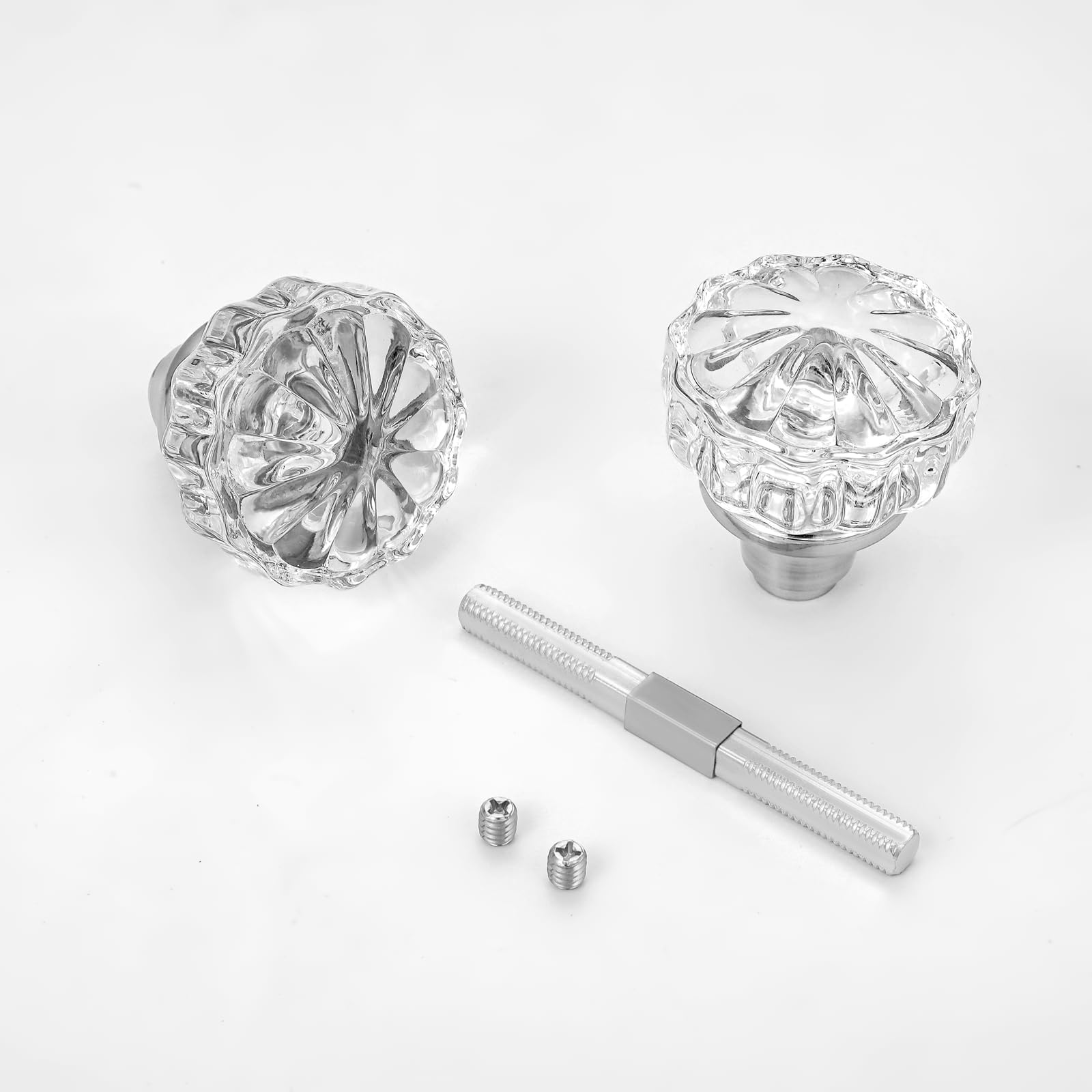 Photo 1 of ToPToToo Glass Door Knobs Interior, Old Style Door Knob Replacement, Vintage Crystal Door Knobs, Antique Mortise Door Knobs, Brushed Nickel Finish