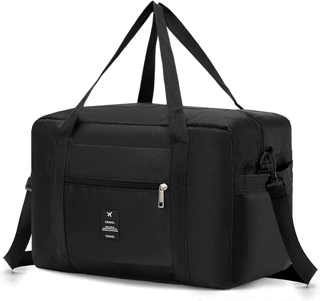 KSIBNW Ryanair Cabin Bag 40x20x25,Foldable Lightweight Travel Duffle Bag Luggage Small Underseat Cabin Bag Black