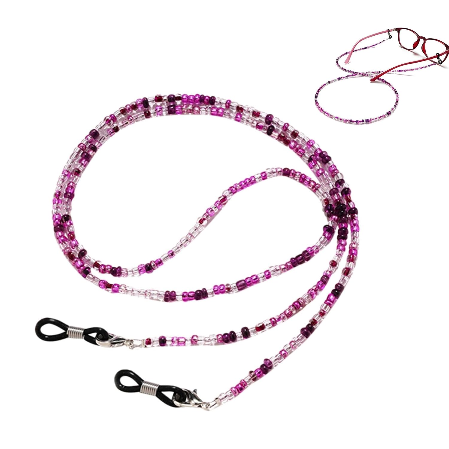 Adjustable Unisex Eyeglass Chain with Anti-Slip Tips - Durable Specs Holder Strap for Men & Women (Purple)