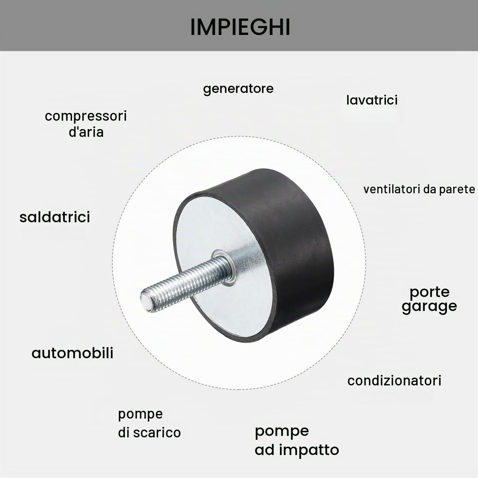 QUARKZMAN Gomma Supporti 4pz M10 Maschio/Femmina Vibrazioni Isolatore Shock Ammortizzatore, per Garage Motore Aria Compressore Auto Barca Bobine, D60mmxH30mm