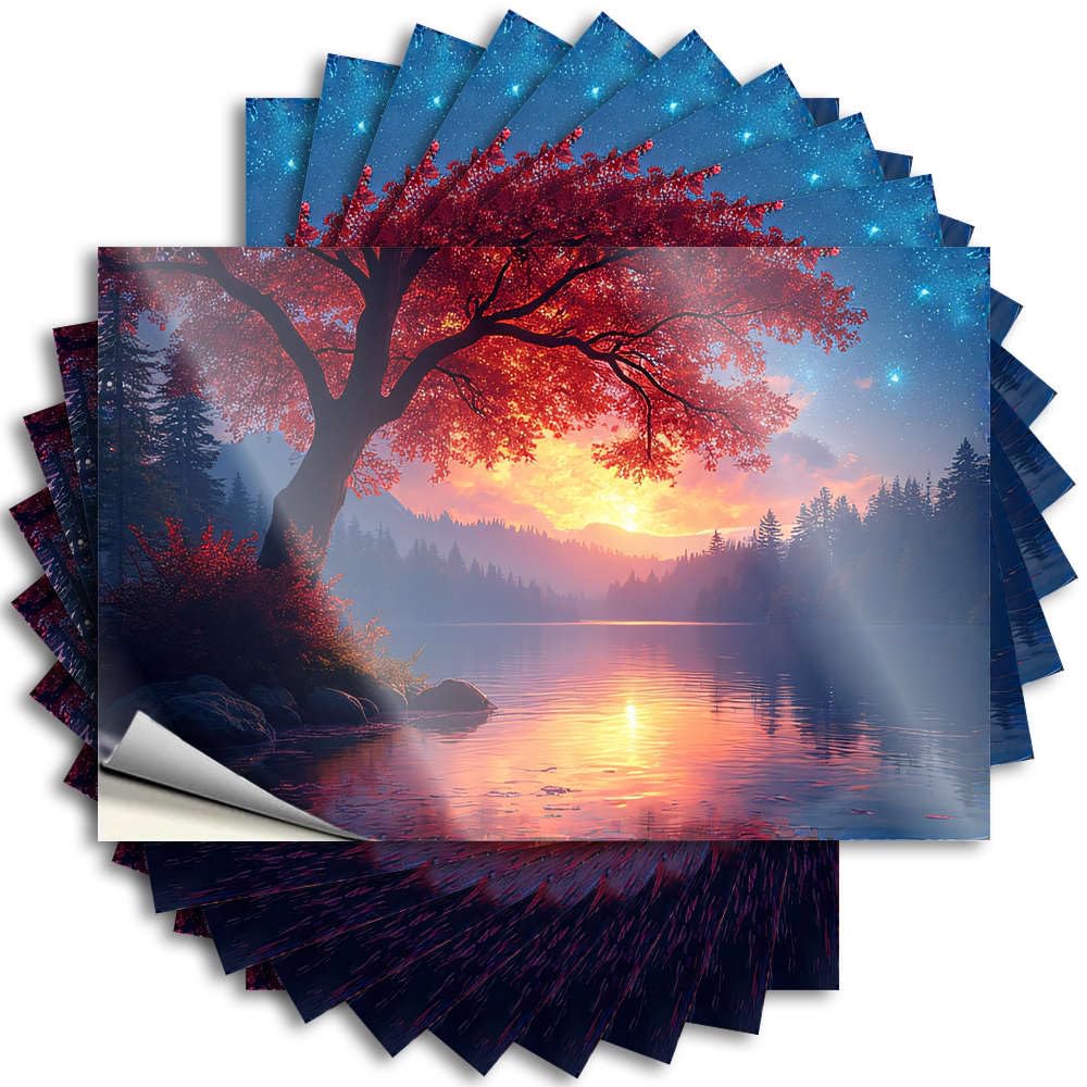 Autumnal Sunset By The Lake Quote Bar Cart Decor | Love Helmet Removable Decal Pack(12X18CM)