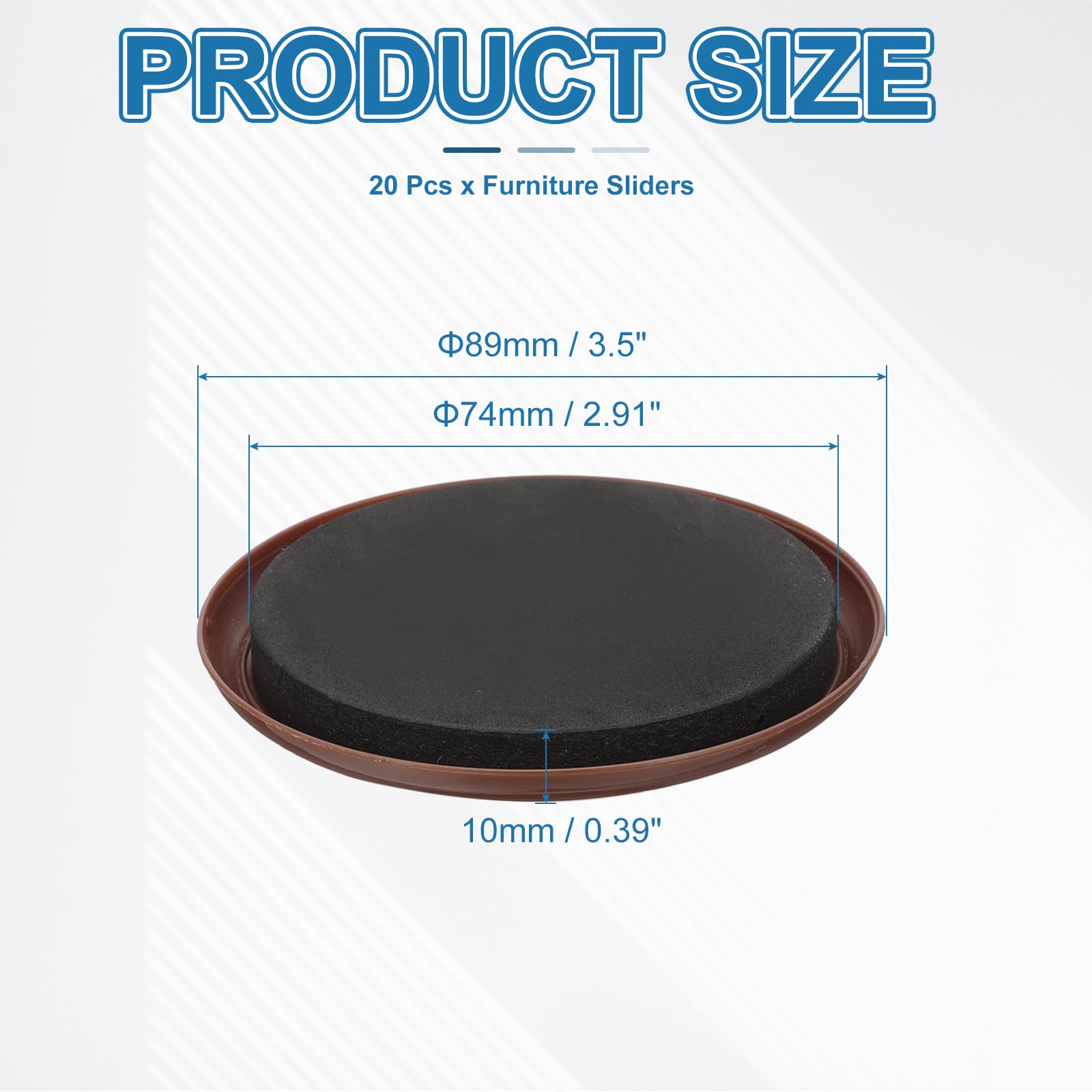 PATIKIL 3.5“ Furniture Sliders,20 Pcs Round Reusable Moving Furniture Sliders Pads Protectors for Carpet Heavy Furnishing Mover Floor Protectors Surface Protection Sofa - Image 2