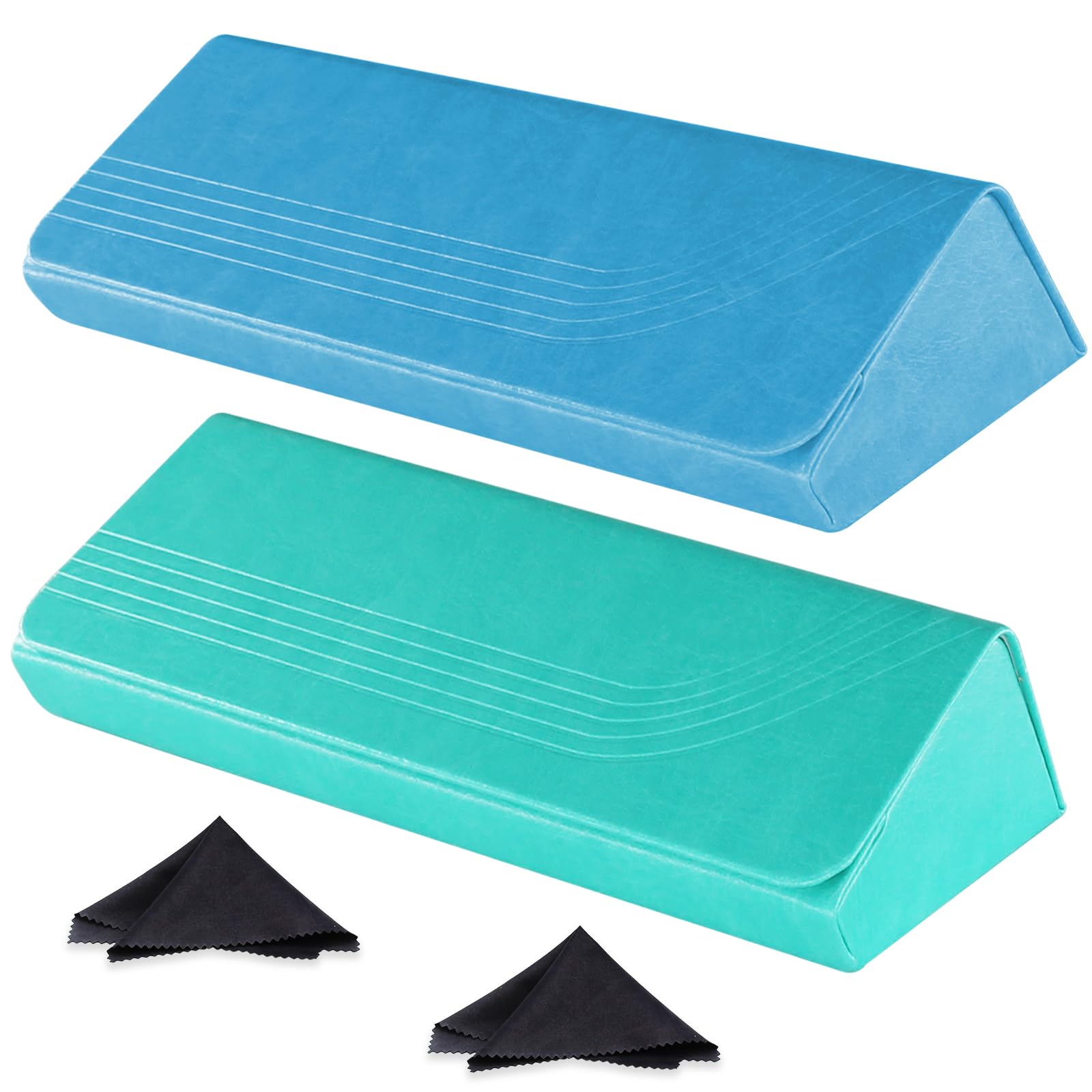 SMARTTOP2 Pack Hard Shell Eyeglass Case，Sunglasses & Glass Case With Cleaning Cloth Lightweight Large Portable for men women