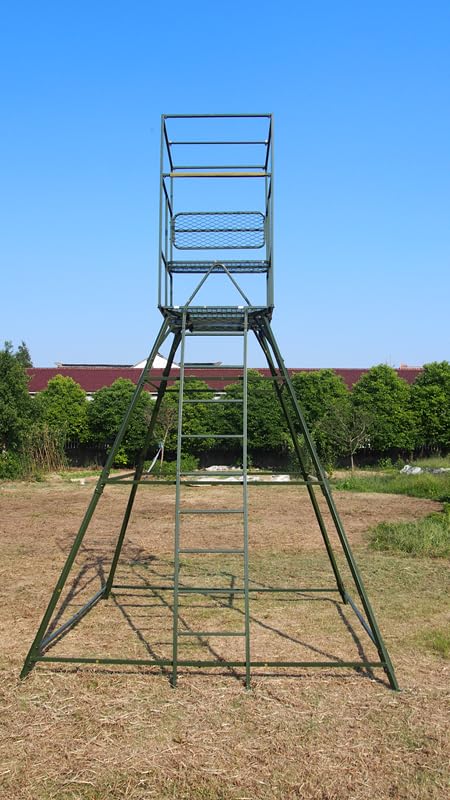 Berger + Schröter Ansitzkanzel Hochsitz mit wetterfestem Kanzelüberzug Tarnoptik Gesamthöhe ca. 430cm