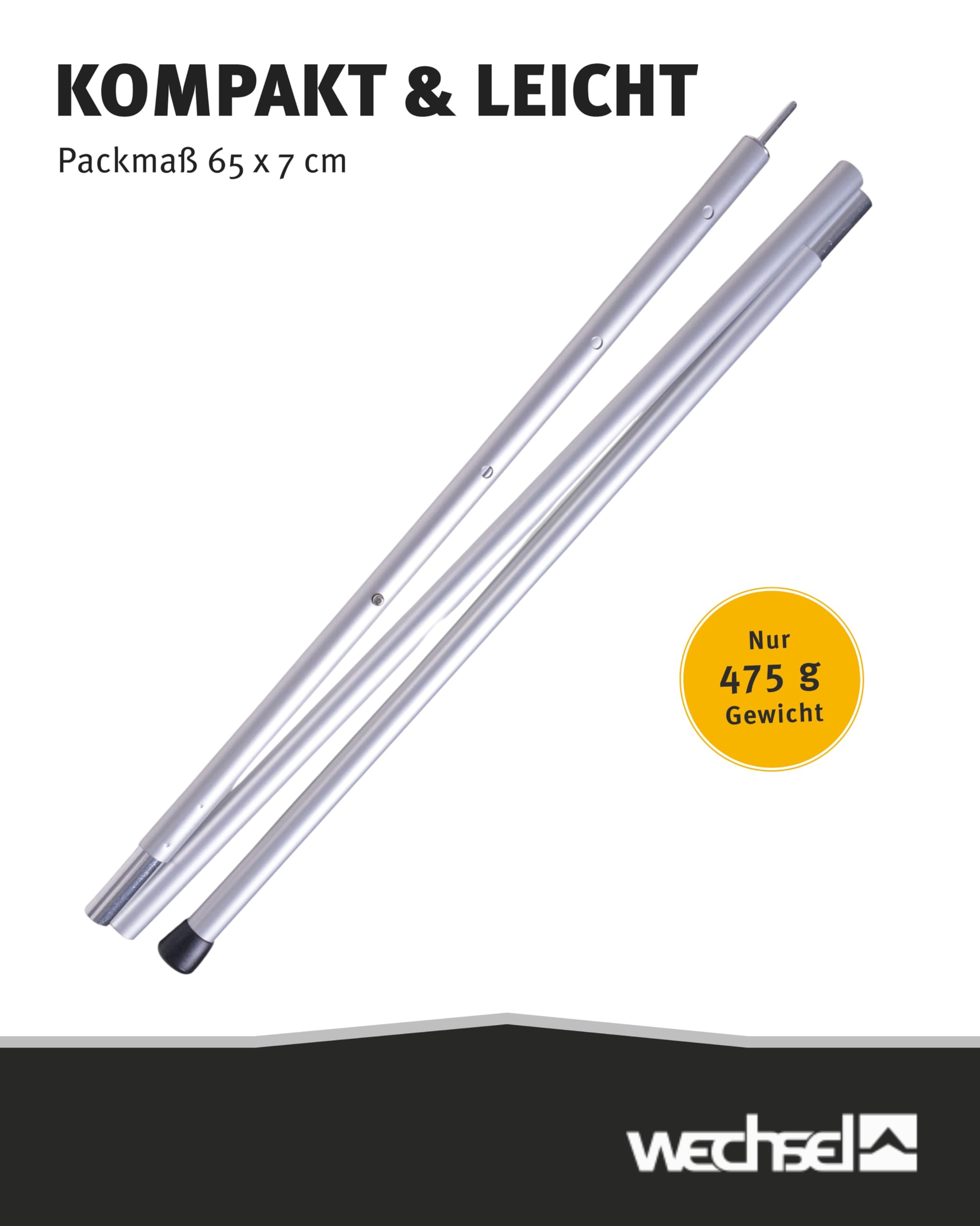 Wechsel Tarp Pole Vario I 180-210 cm Länge & 22 mm Durchmesser I Aufstellstange für Wings & Tarps I verstellbare Tarpstange aus Alu 6061-T9 I leicht & stabil I Zubehör für Outdoor-Abenteuer