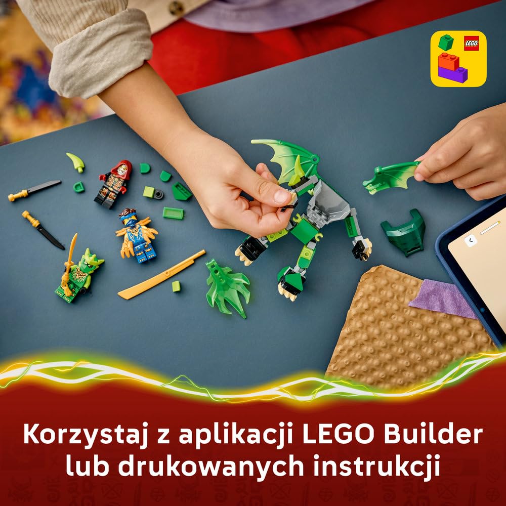 LEGO NINJAGO Smoczy mech Lloyda — zestaw bitewny, zabawka konstrukcyjna, klocki dla chłopca lub dziewczynki, ruchoma figurka mecha i trzy minifigurki ninja, prezent dla dziecka od 6 lat 71862
