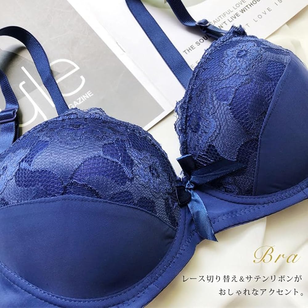 サルート C70 ネイビー 花柄レース ブラジャーショーツセット