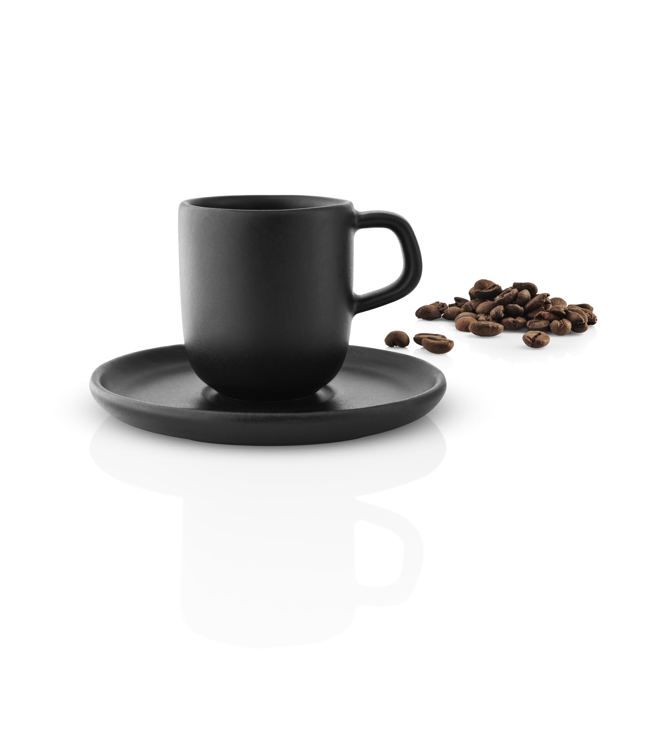 EVA SOLO | Nordic Kitchen Espresso Cup with Saucer | Right Size Espresso Cup | Set of 4 | Black