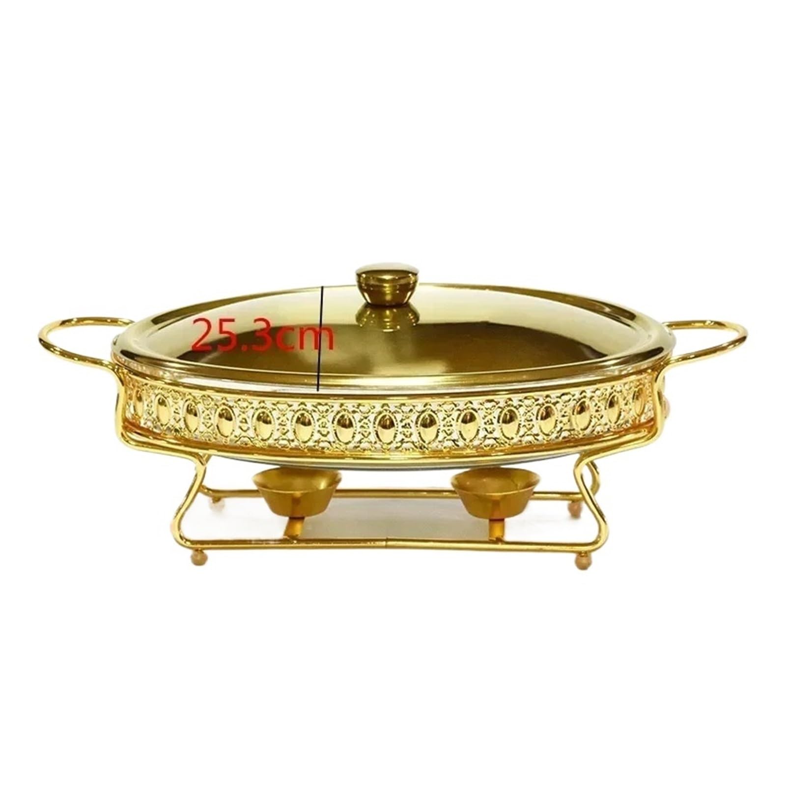 Plato de frotamiento ovalado dorado de lujo, buffet de bodas en el hotel que sirve olla caliente(3L)