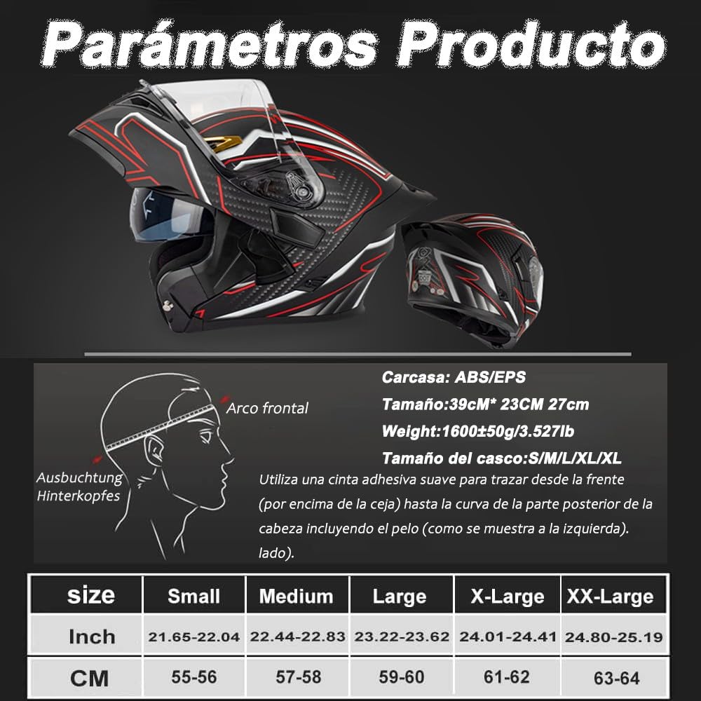 Bluetooth Cascos Modulares de Moto, Casco Abatible ECE Homologado, Casco Modular Integrado con Visera Solar Doble Antivaho y Forro Extraíble,Casco Cola Grande para Hombres Mujeres