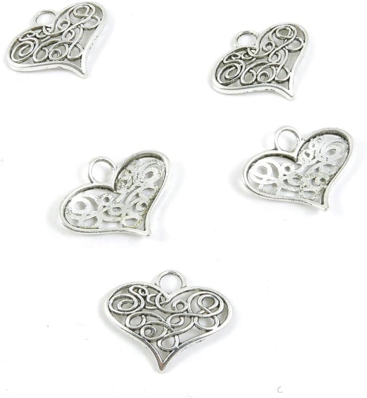Antique Silver Tone Jewelry Making Charms Pendant Findings Craft Supplies Bulk Lots Arts I4KS6 Love Heart
