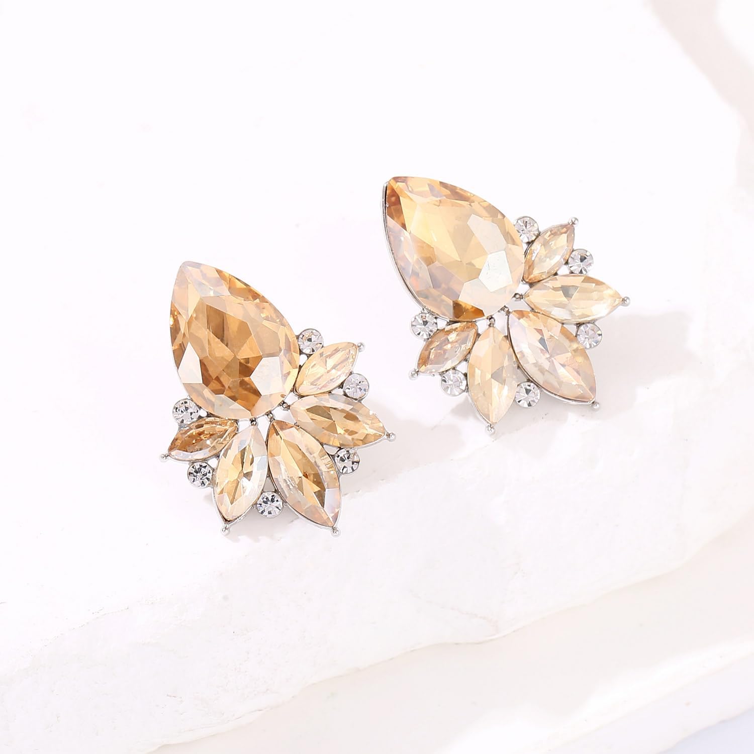 Vintage Rhinestone Earrings Fancy Crystal Cluster Drop Earrings Art Deco Earrings for Women - Image 6