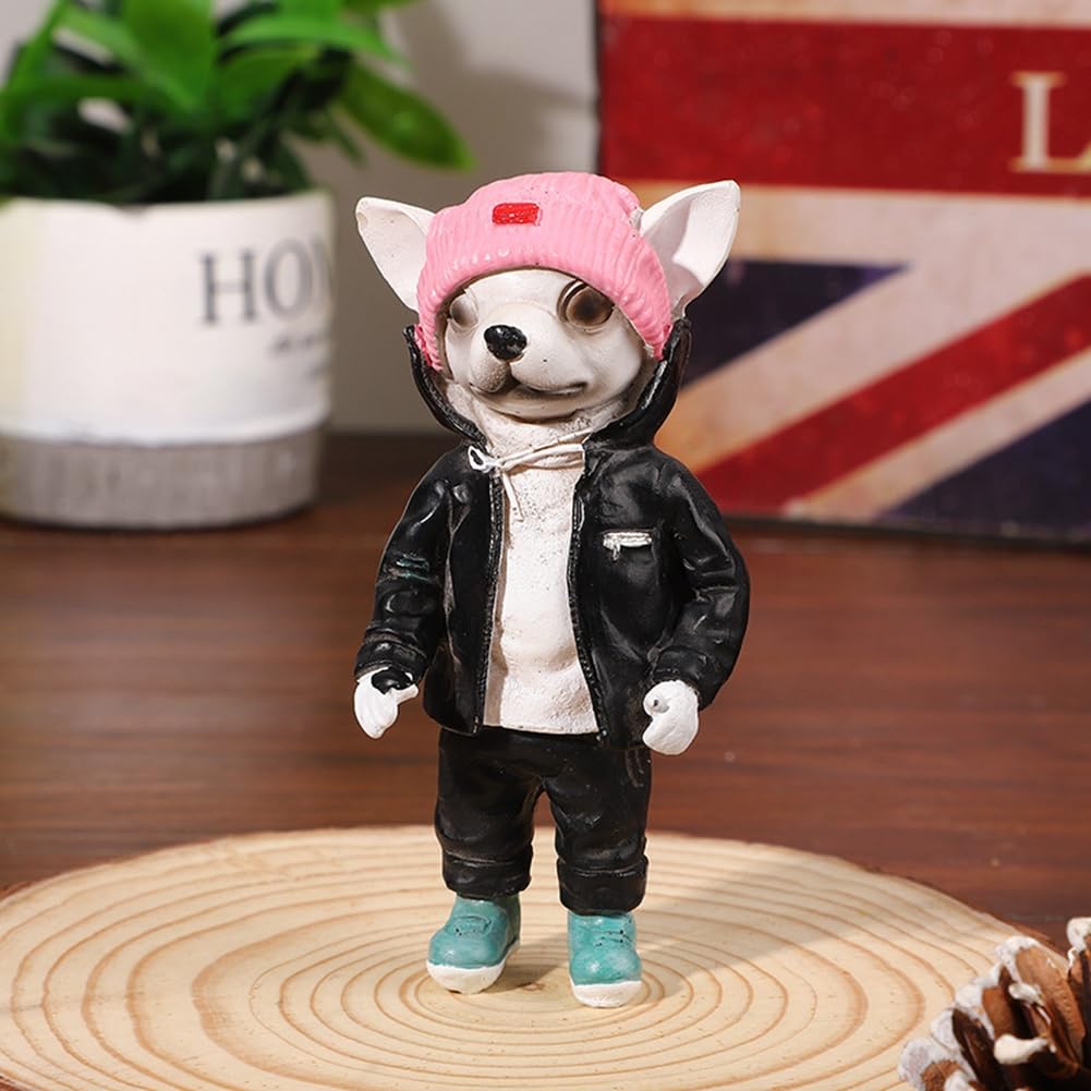 Amazon.co.jp: Fghbnvby 樹脂製スタンディング犬像擬人化チワワ