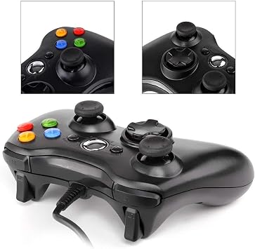 Meriton Wired USB Game Controller Gamepad Game Joystick Joypad for Microsoft Xbox 360/Slim & Windows PC (Black)