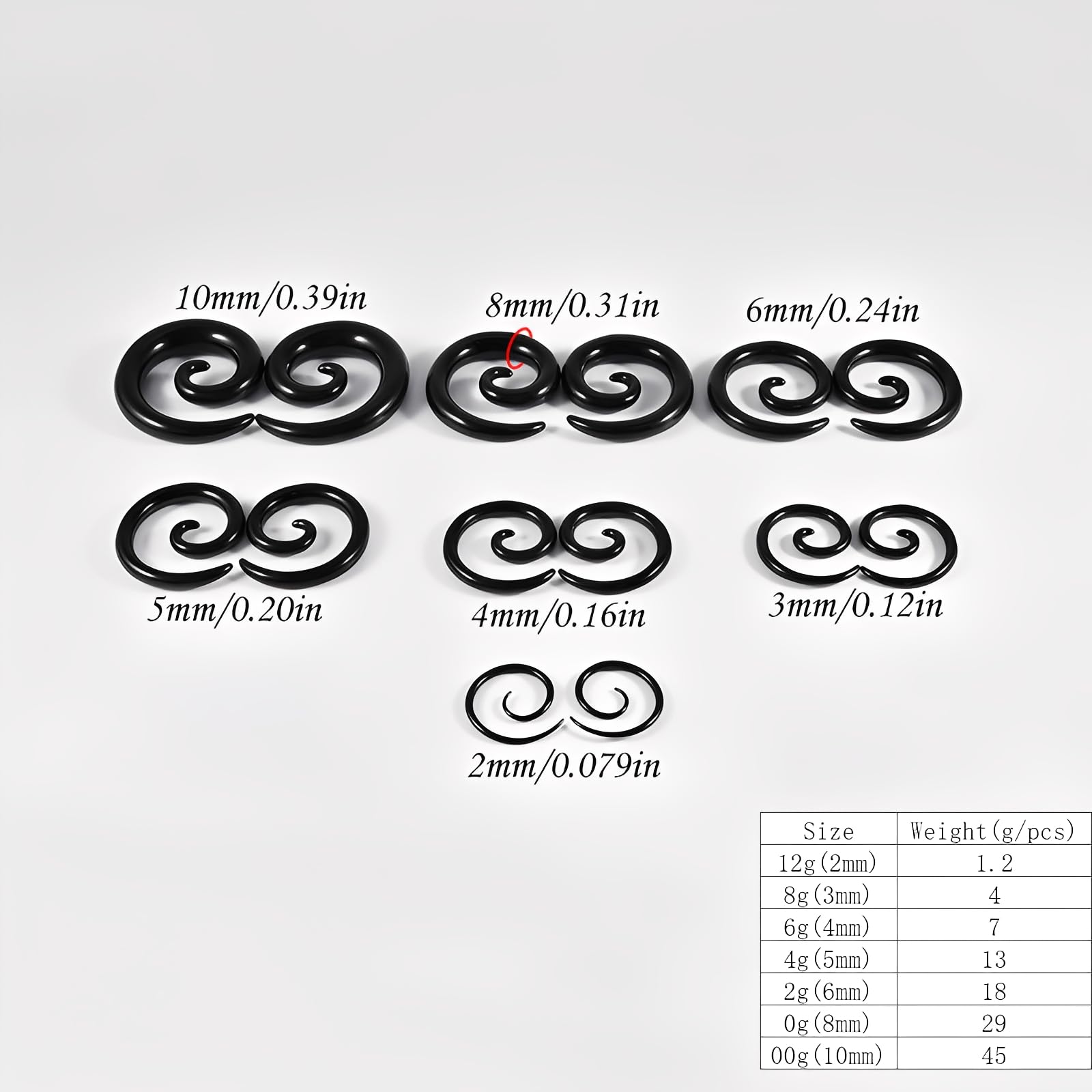 IMINI 2 dilatatori a spirale a forma di lumaca, in acciaio inox, placcati oro/nero, per orecchie allungate, gioielli per piercing per donne e uomini