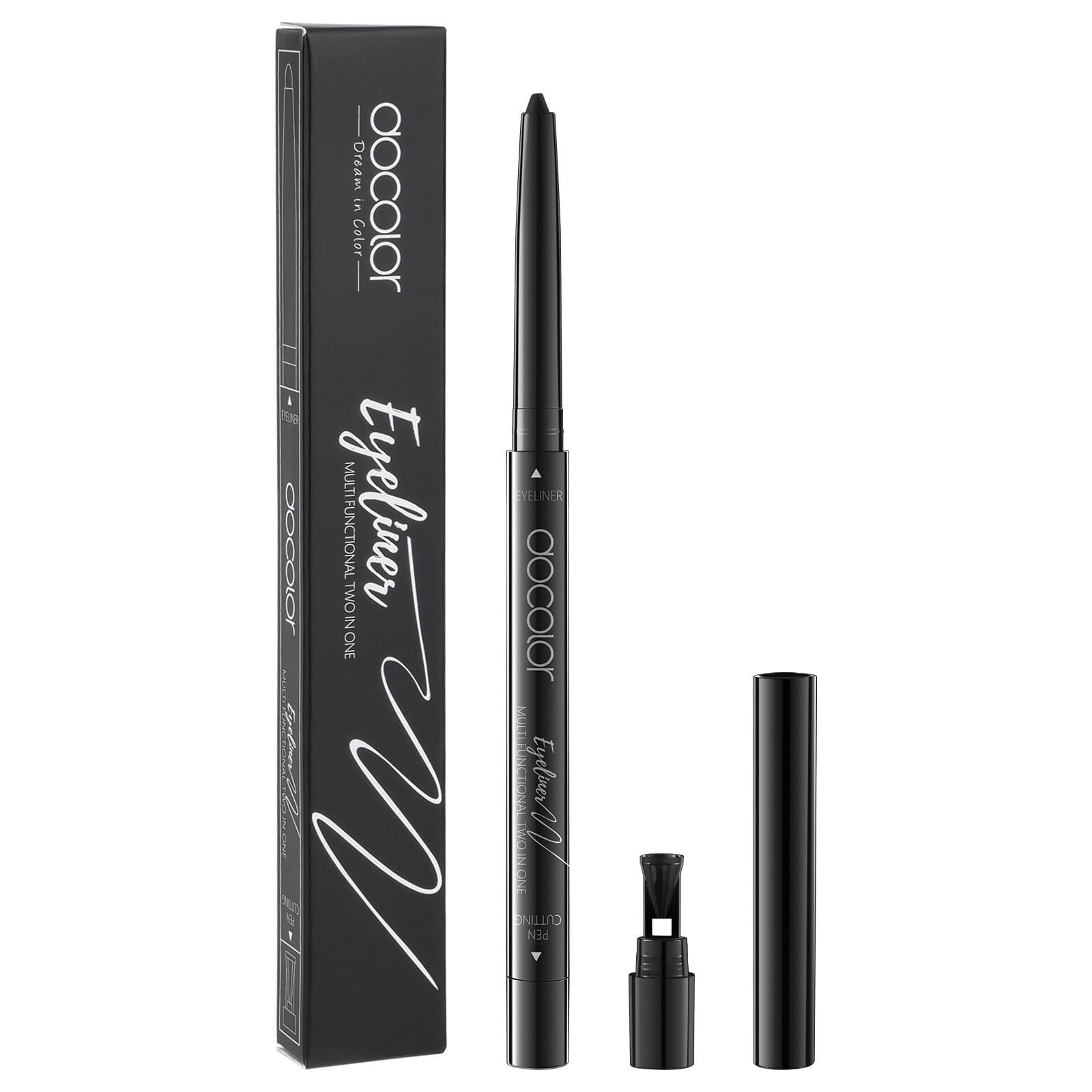 Black Eyeliner Pencil - Waterproof, Longwear, Smudge Proof - Pitch Black - 1 Count